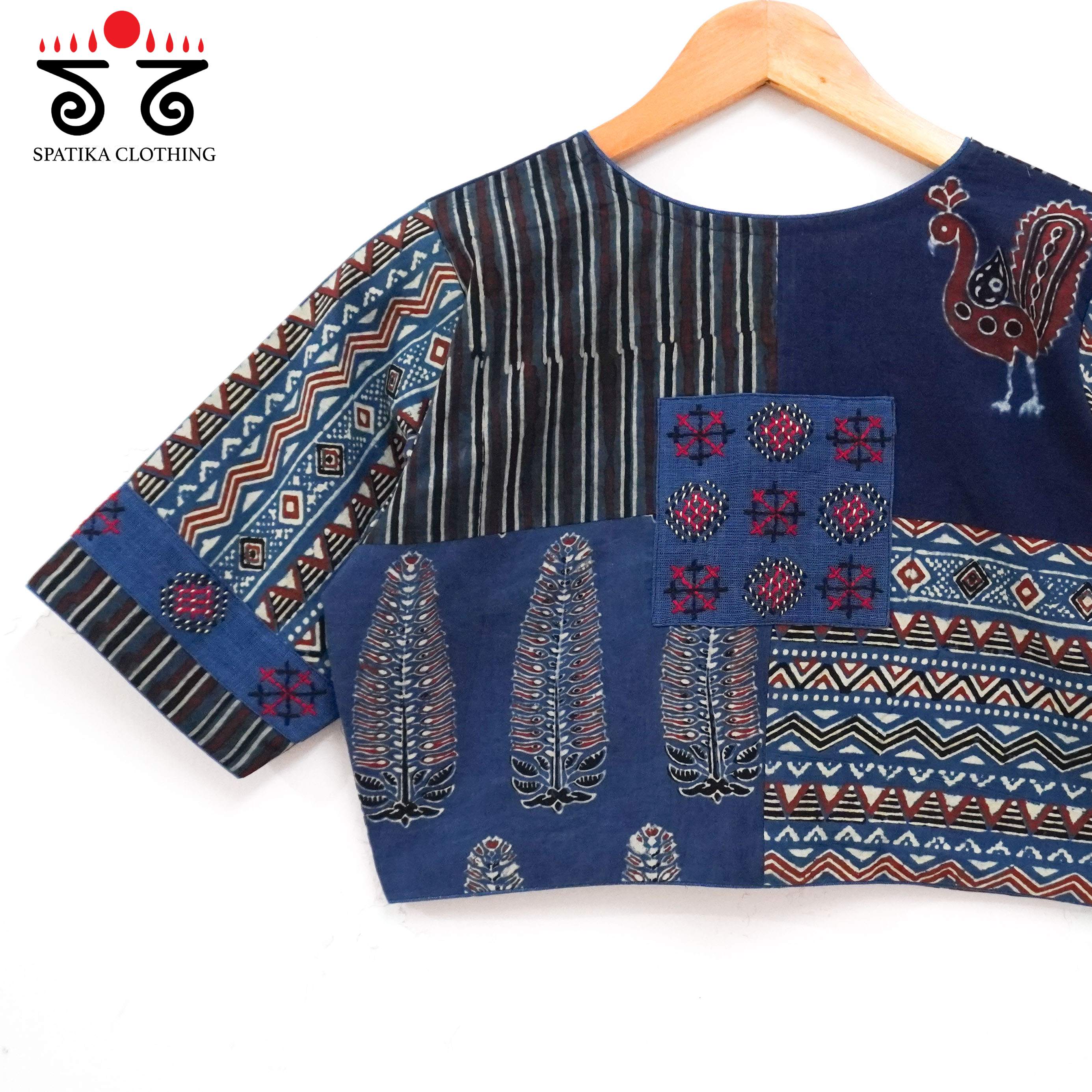 Blue Morni Collage-Handcrafted Blouse