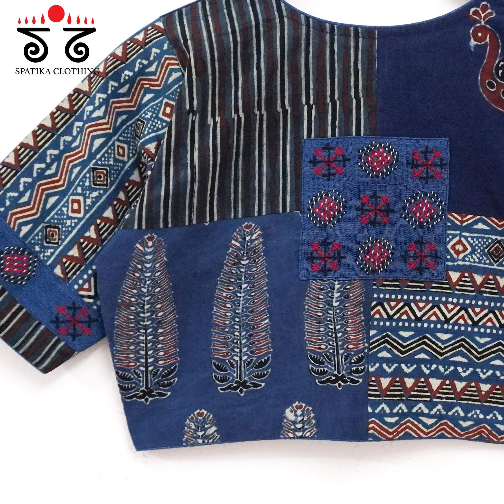 Blue Morni Collage-Handcrafted Blouse