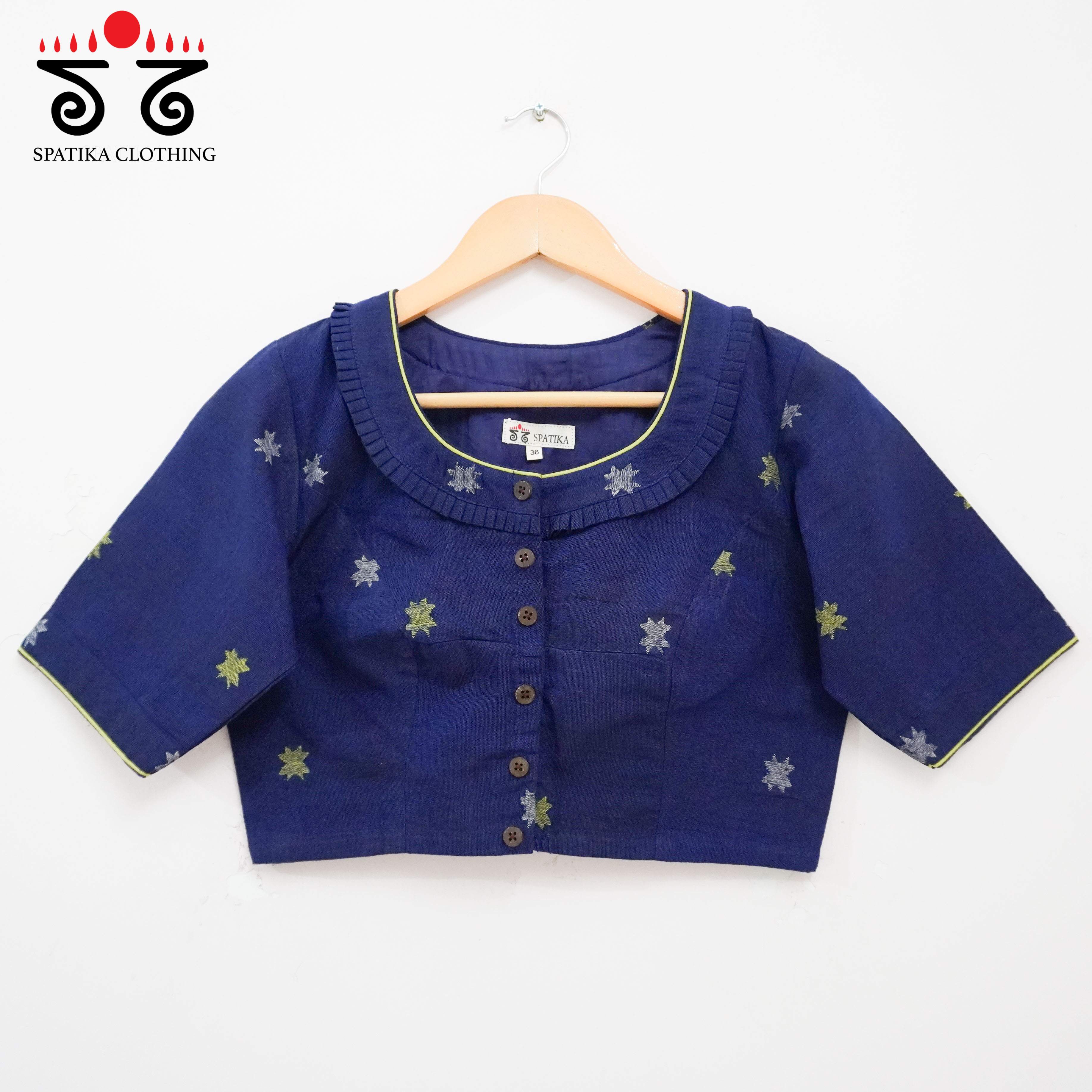 The Frilled Blue Jamdhani Blouse