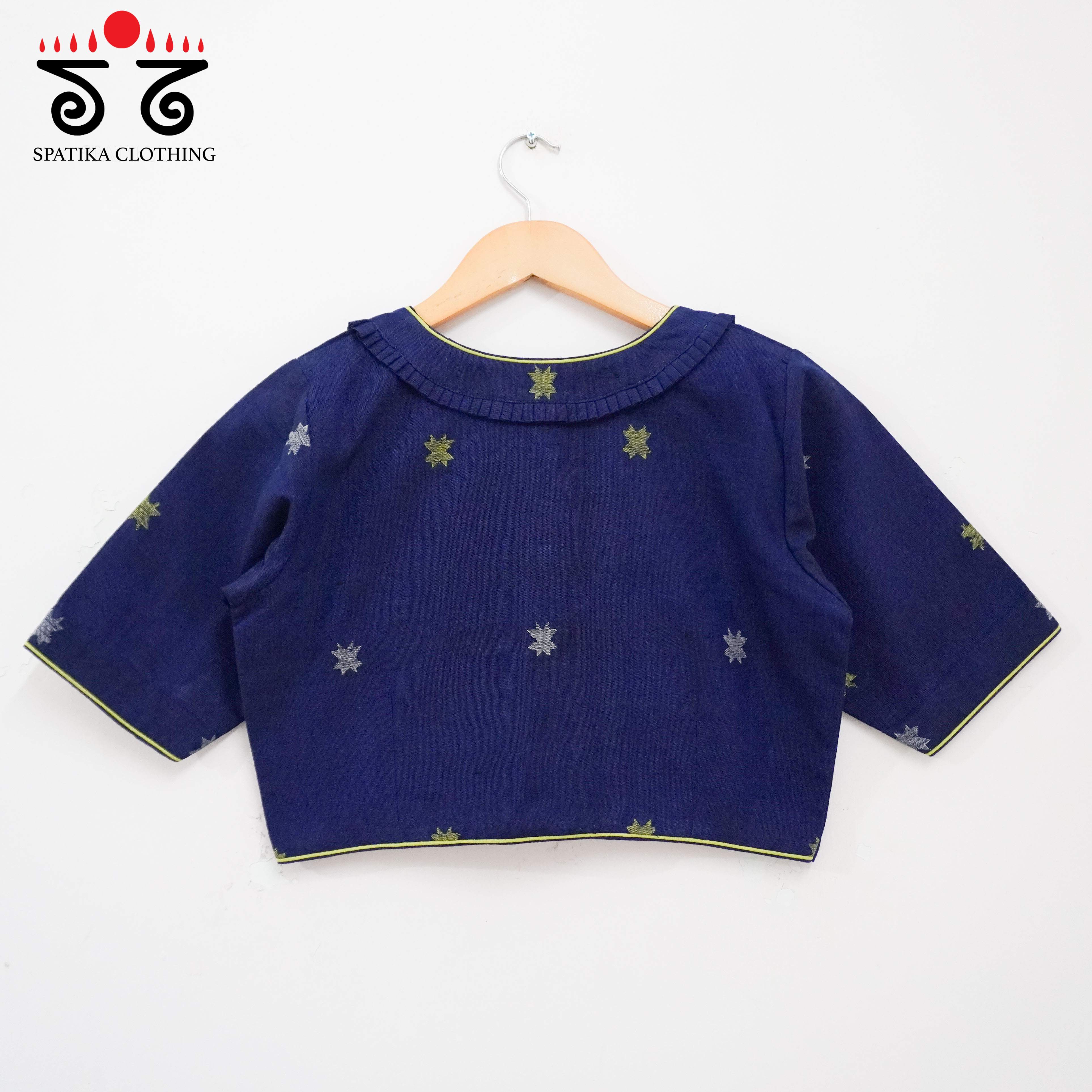The Frilled Blue Jamdhani Blouse