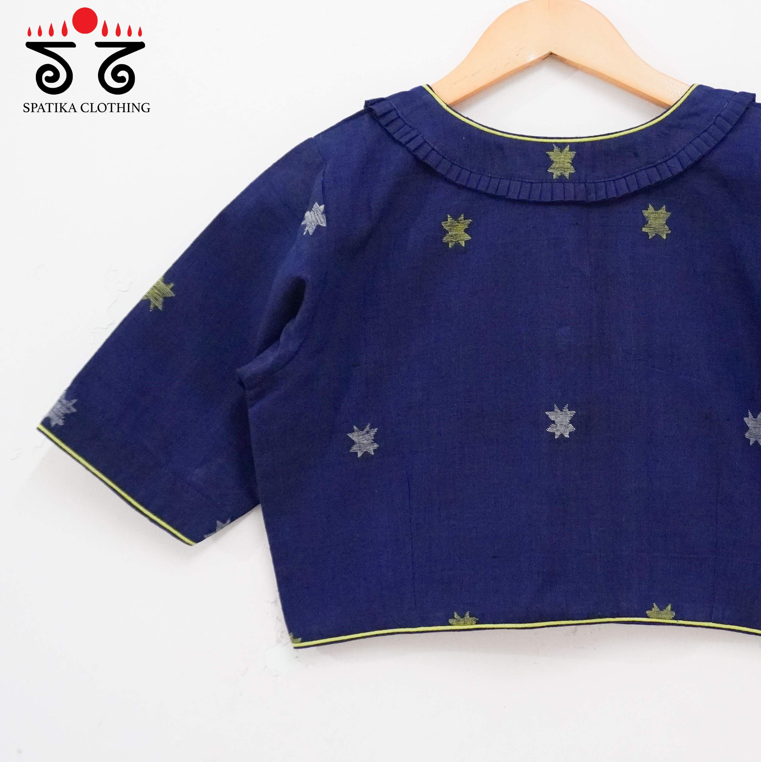 The Frilled Blue Jamdhani Blouse
