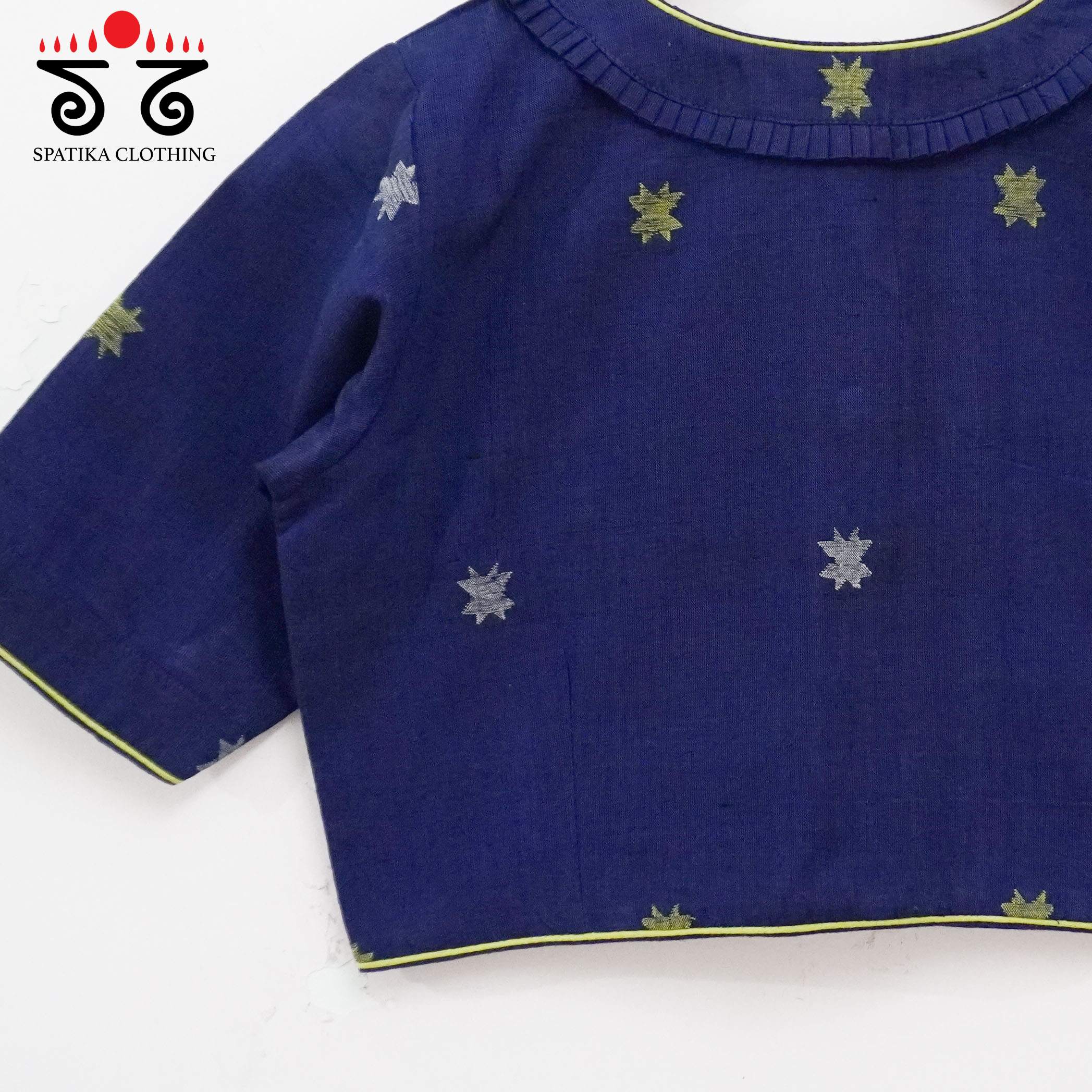 The Frilled Blue Jamdhani Blouse