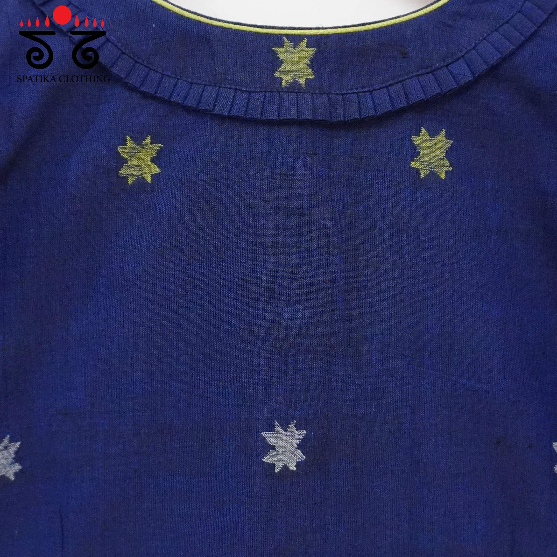 The Frilled Blue Jamdhani Blouse