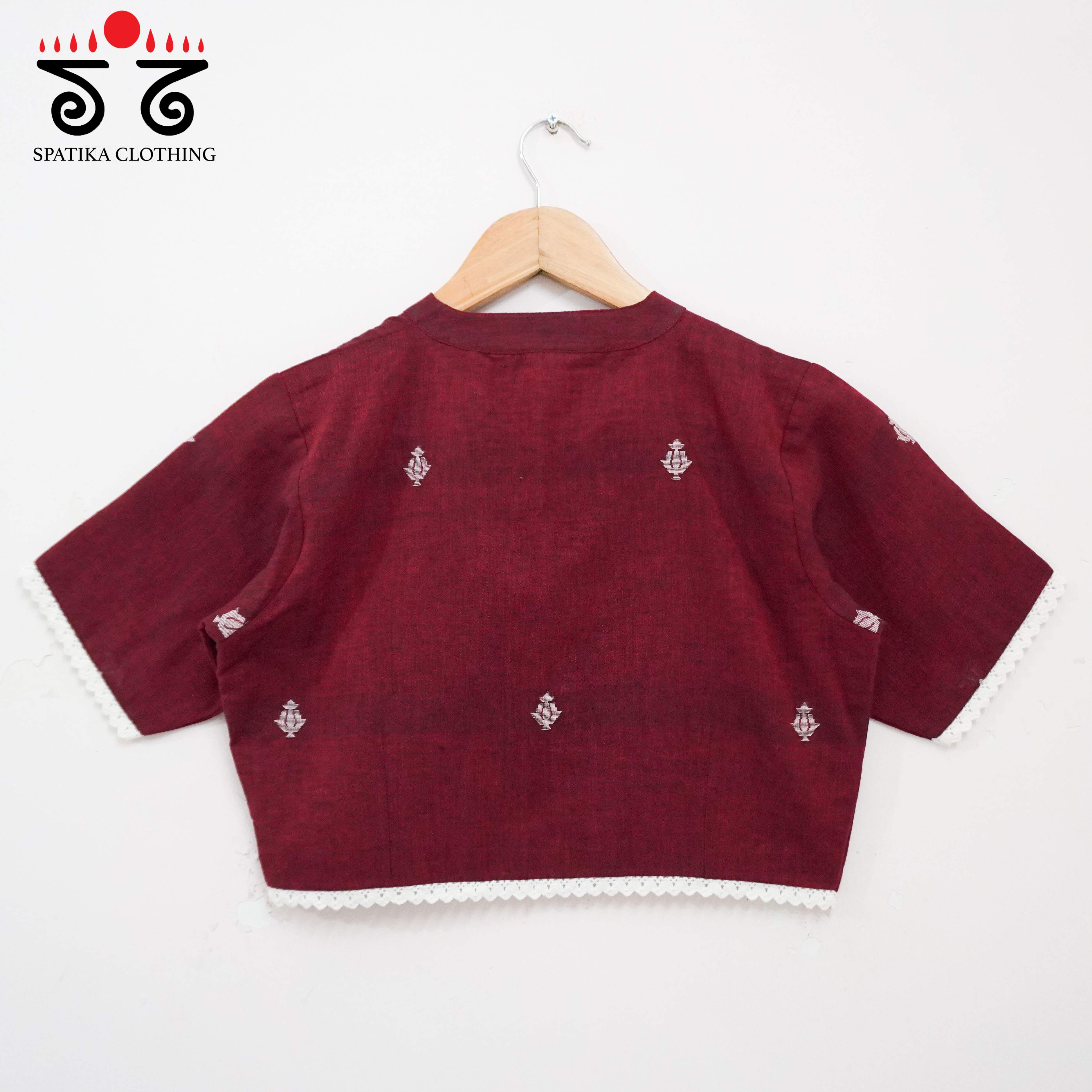 Maroon Jamdhani Lace Blouse