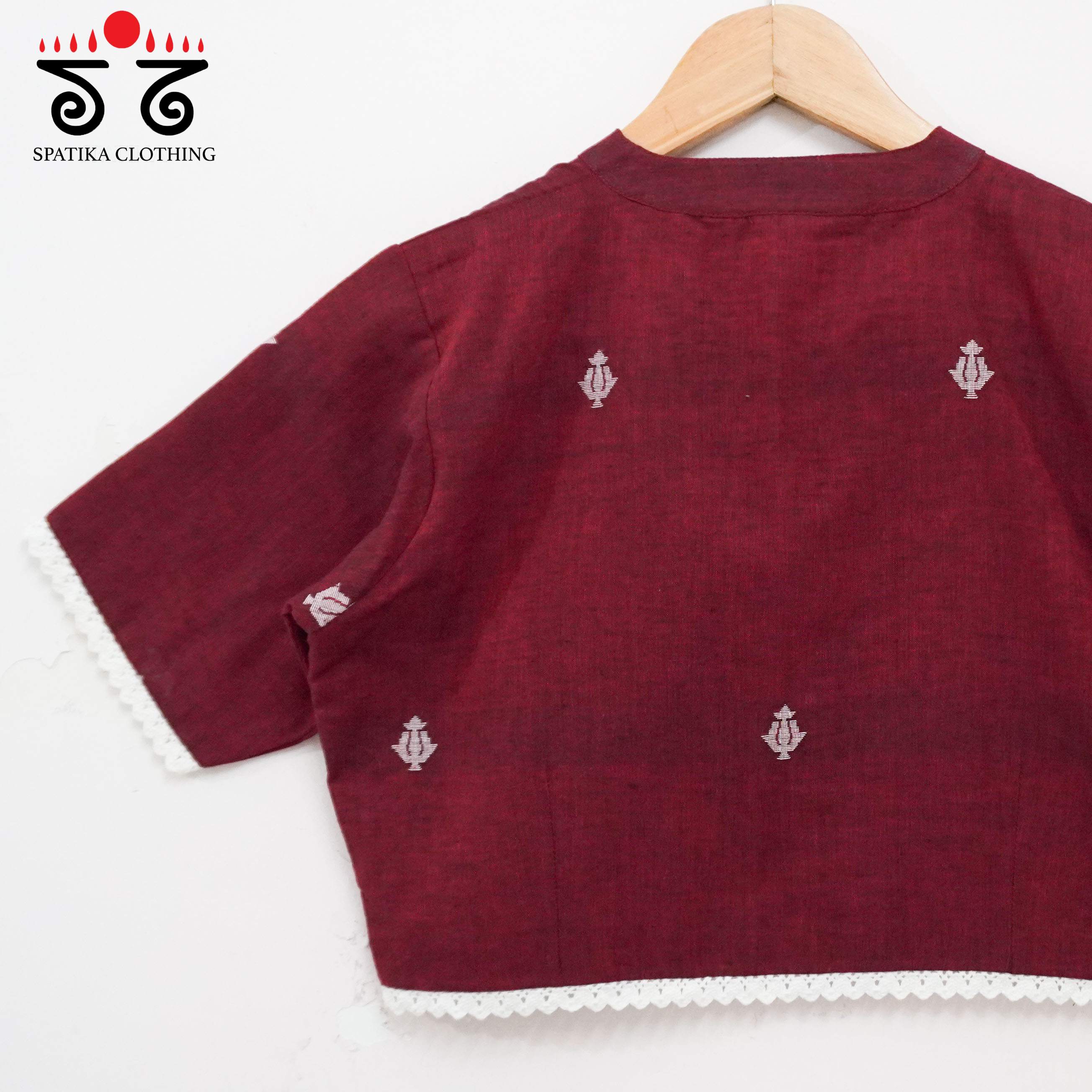 Maroon Jamdhani Lace Blouse