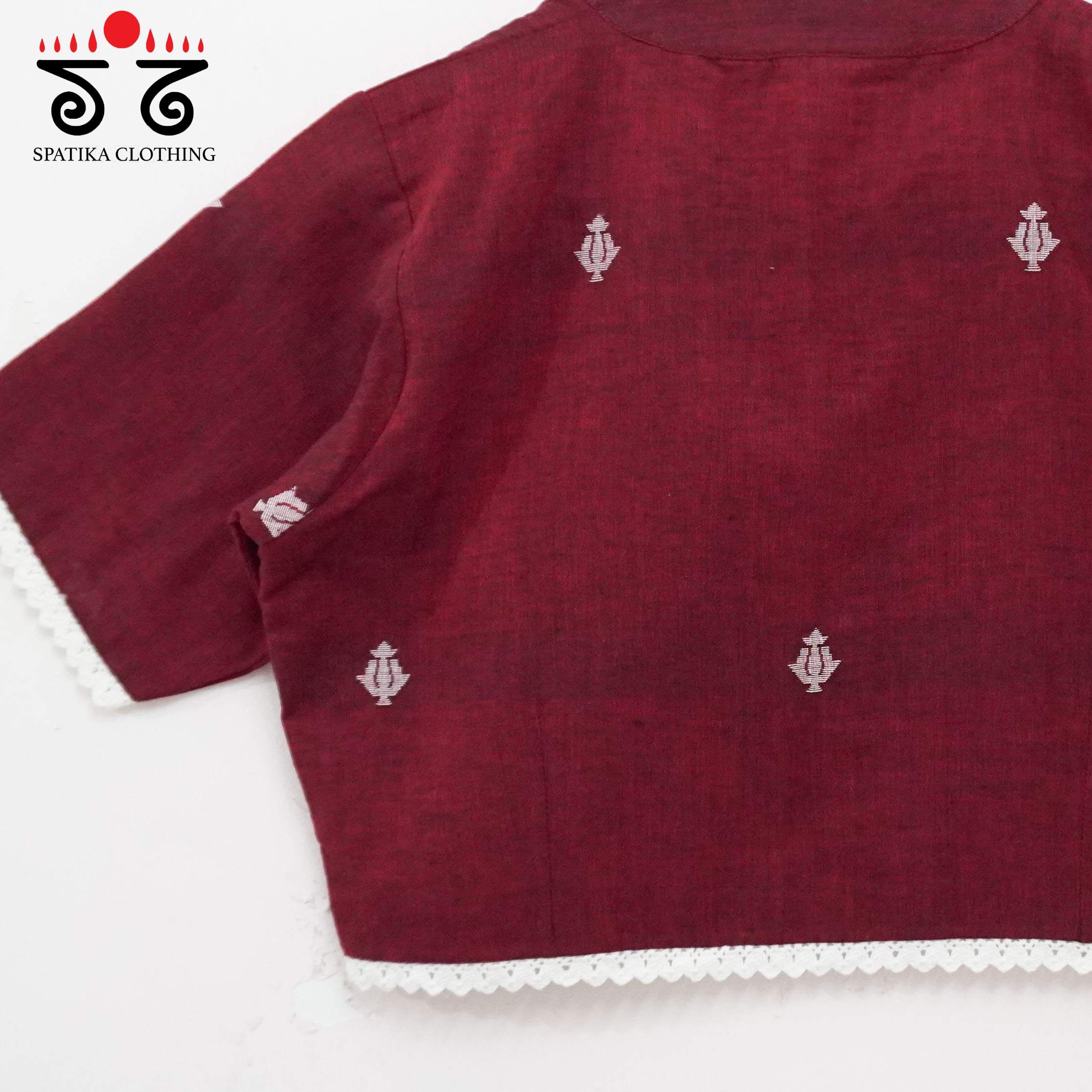 Maroon Jamdhani Lace Blouse
