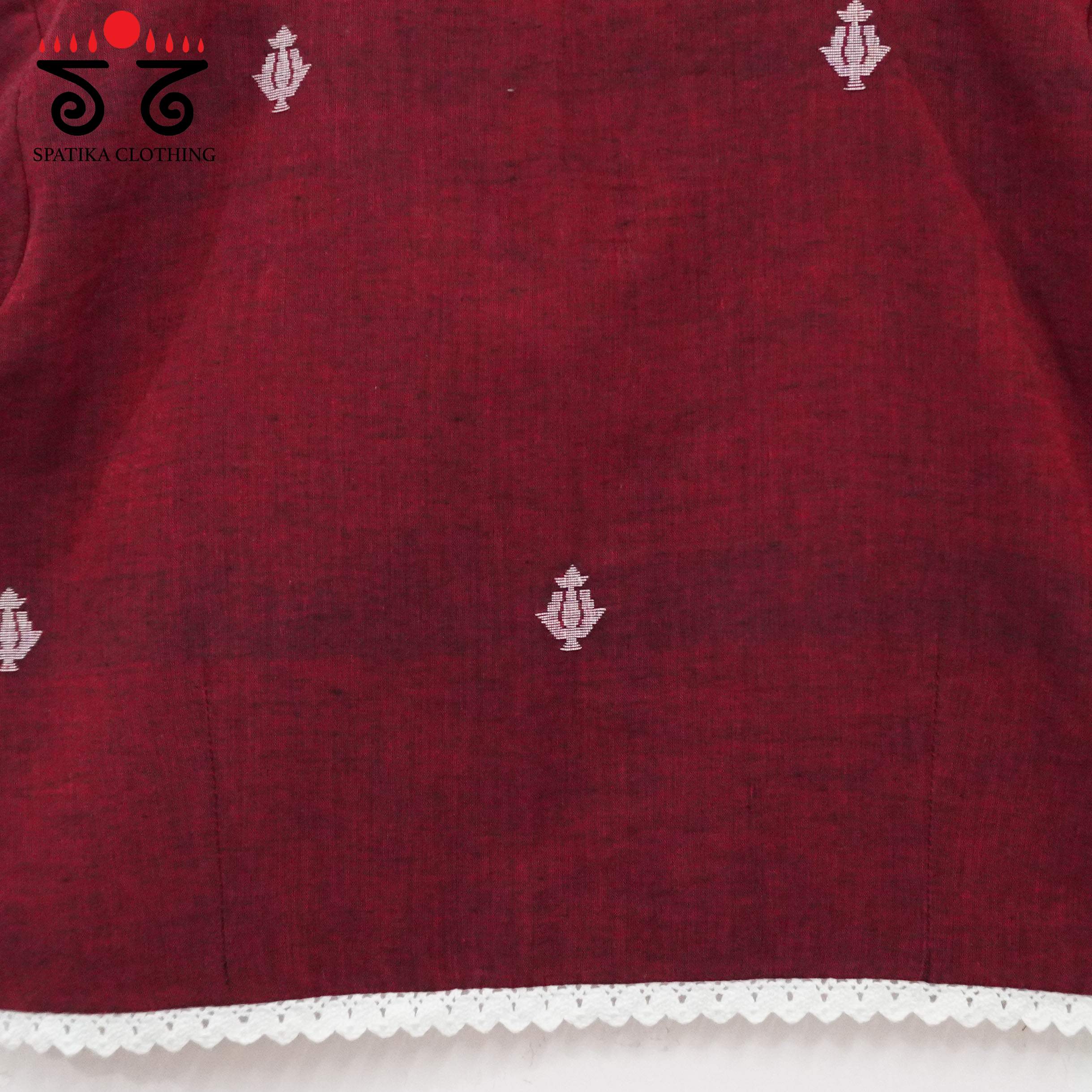 Maroon Jamdhani Lace Blouse