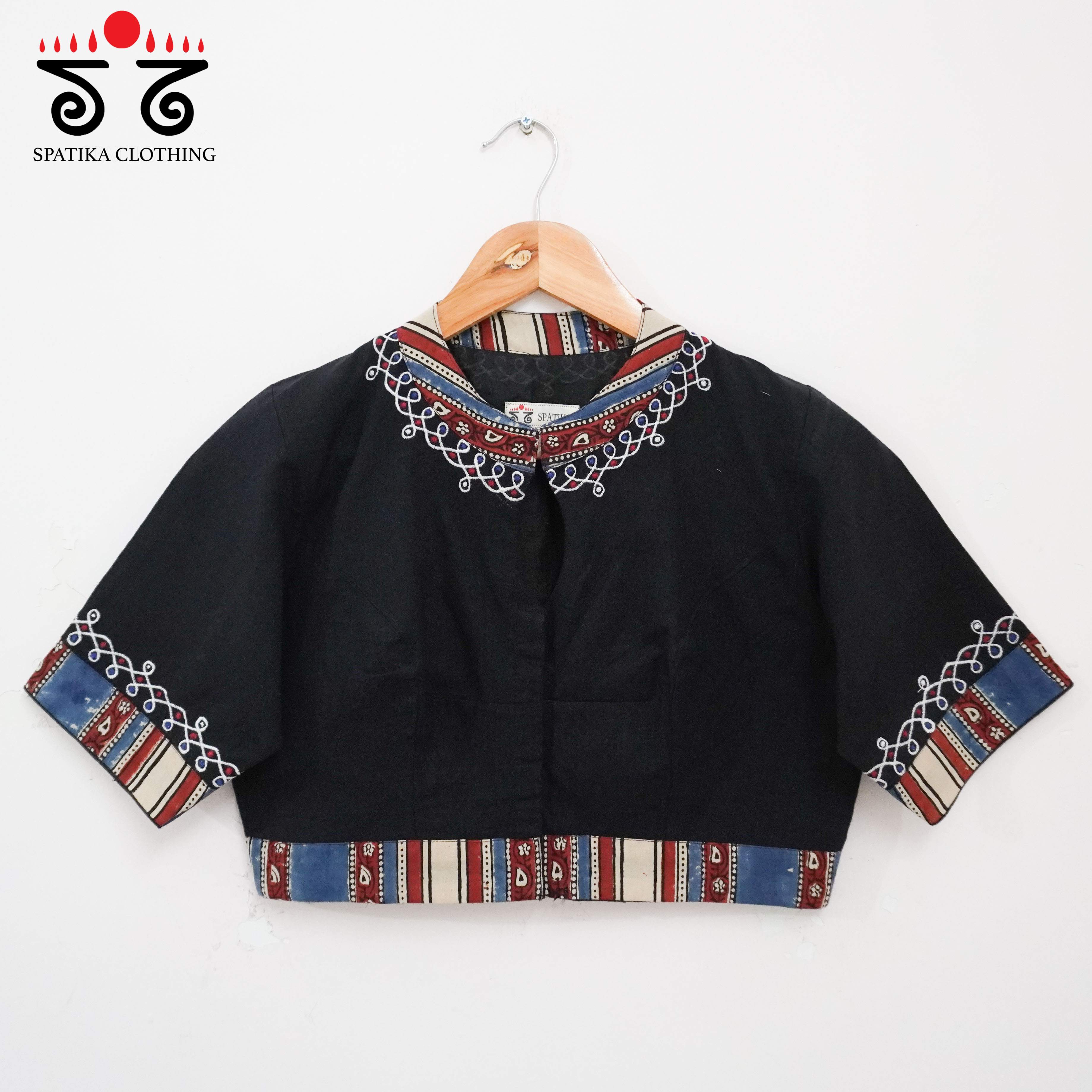 The Pichwai Cow - Black Kolam Handcrafted Blouse