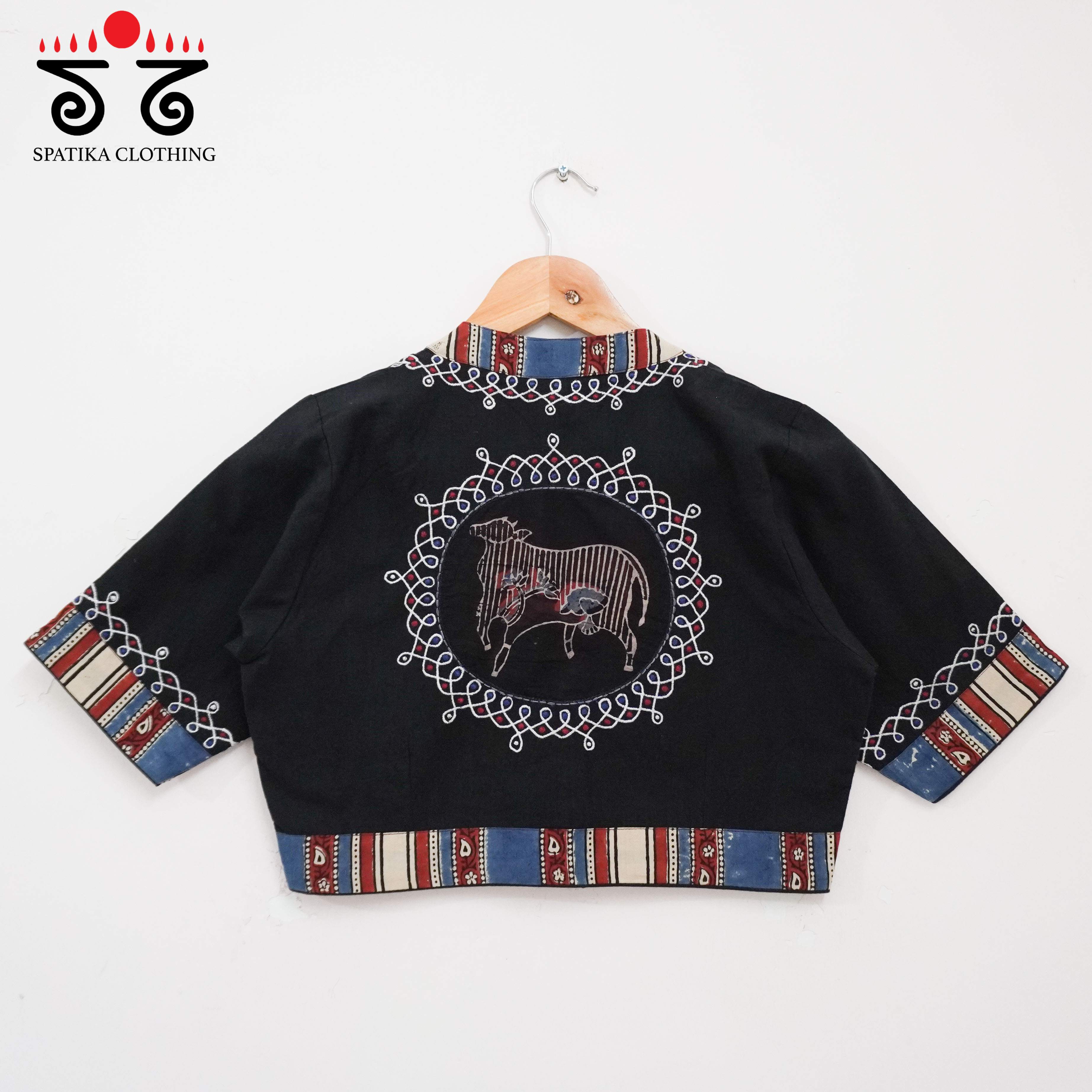 The Pichwai Cow - Black Kolam Handcrafted Blouse