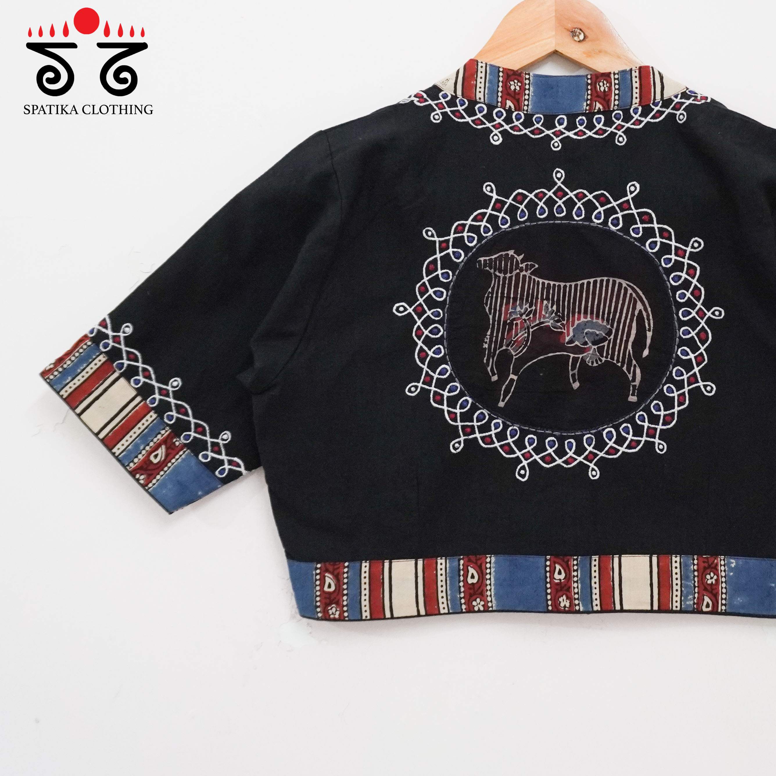 The Pichwai Cow - Black Kolam Handcrafted Blouse