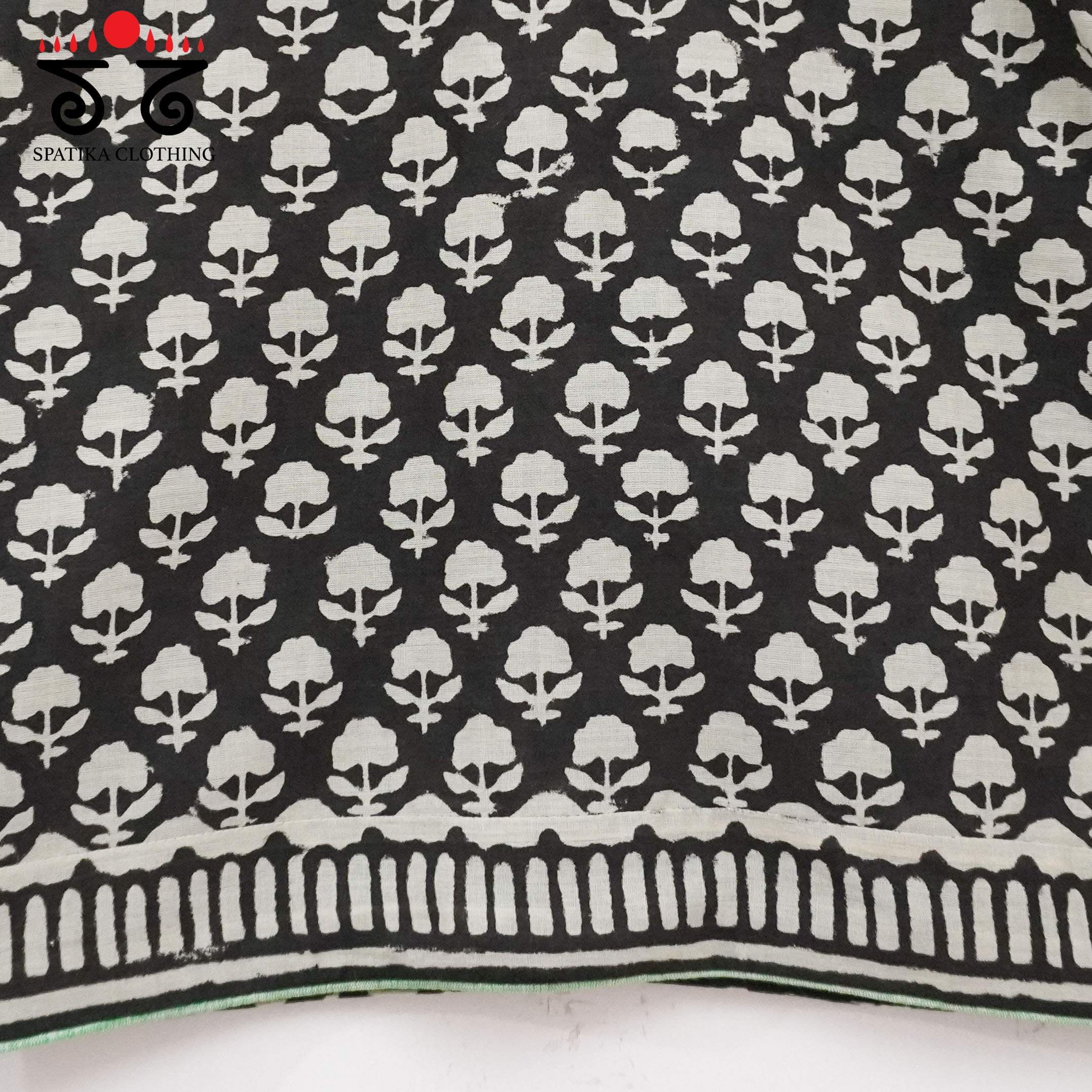 Ponduru Bagru - Black & Green Handcrafted Blouse