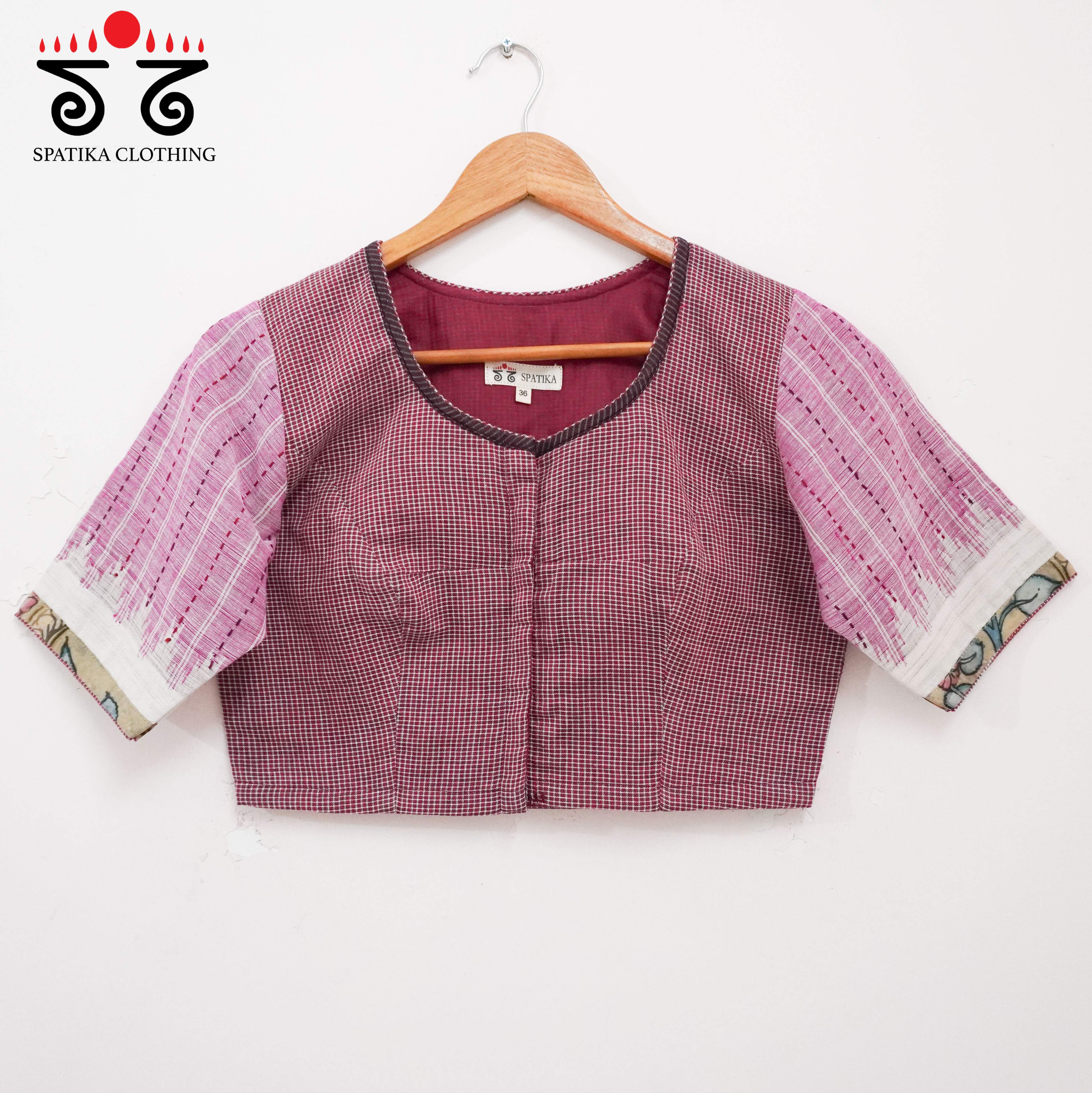 Pink Kalamkari Cow - Handcrafted Blouse