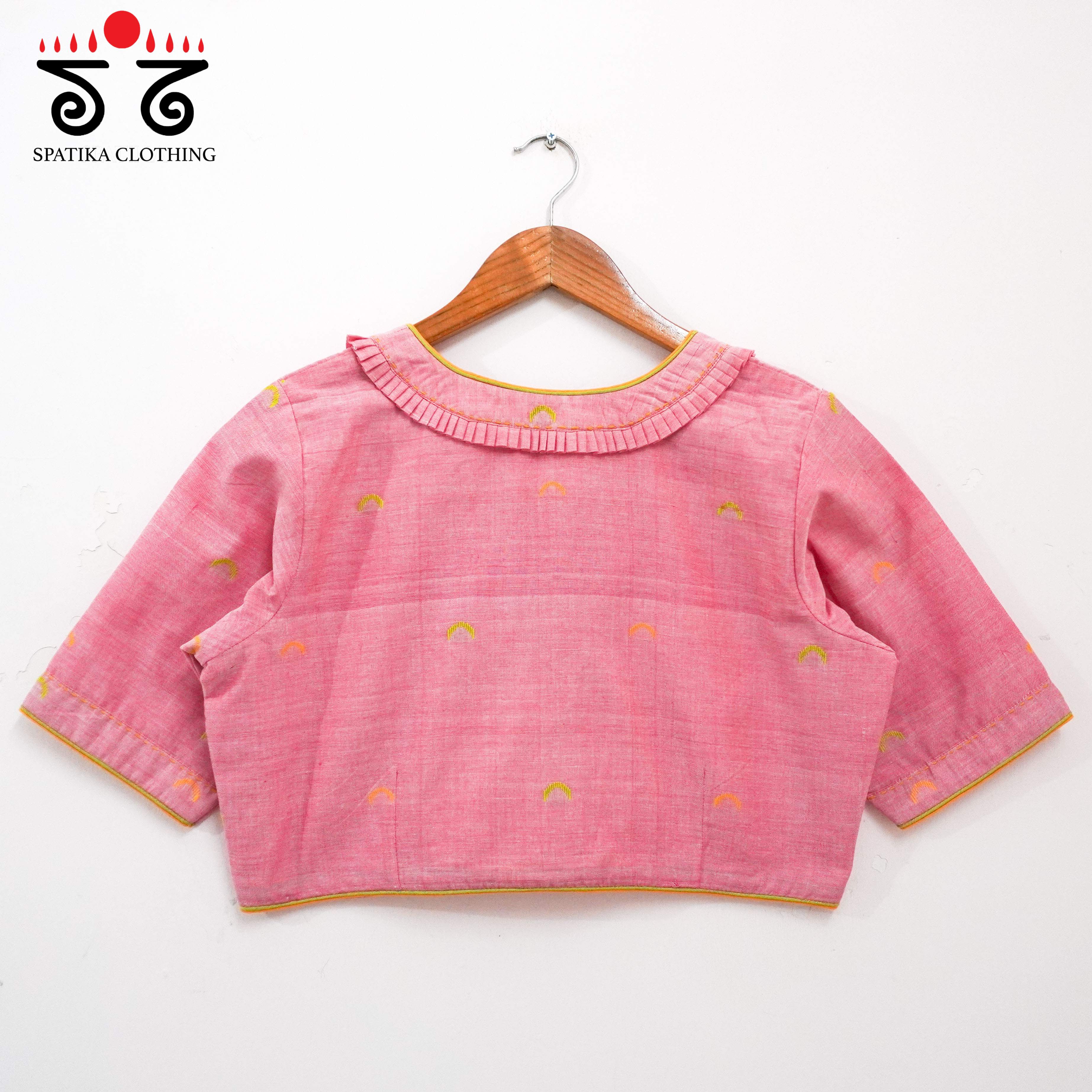 The Frilled Pink Jamdhani Blouse