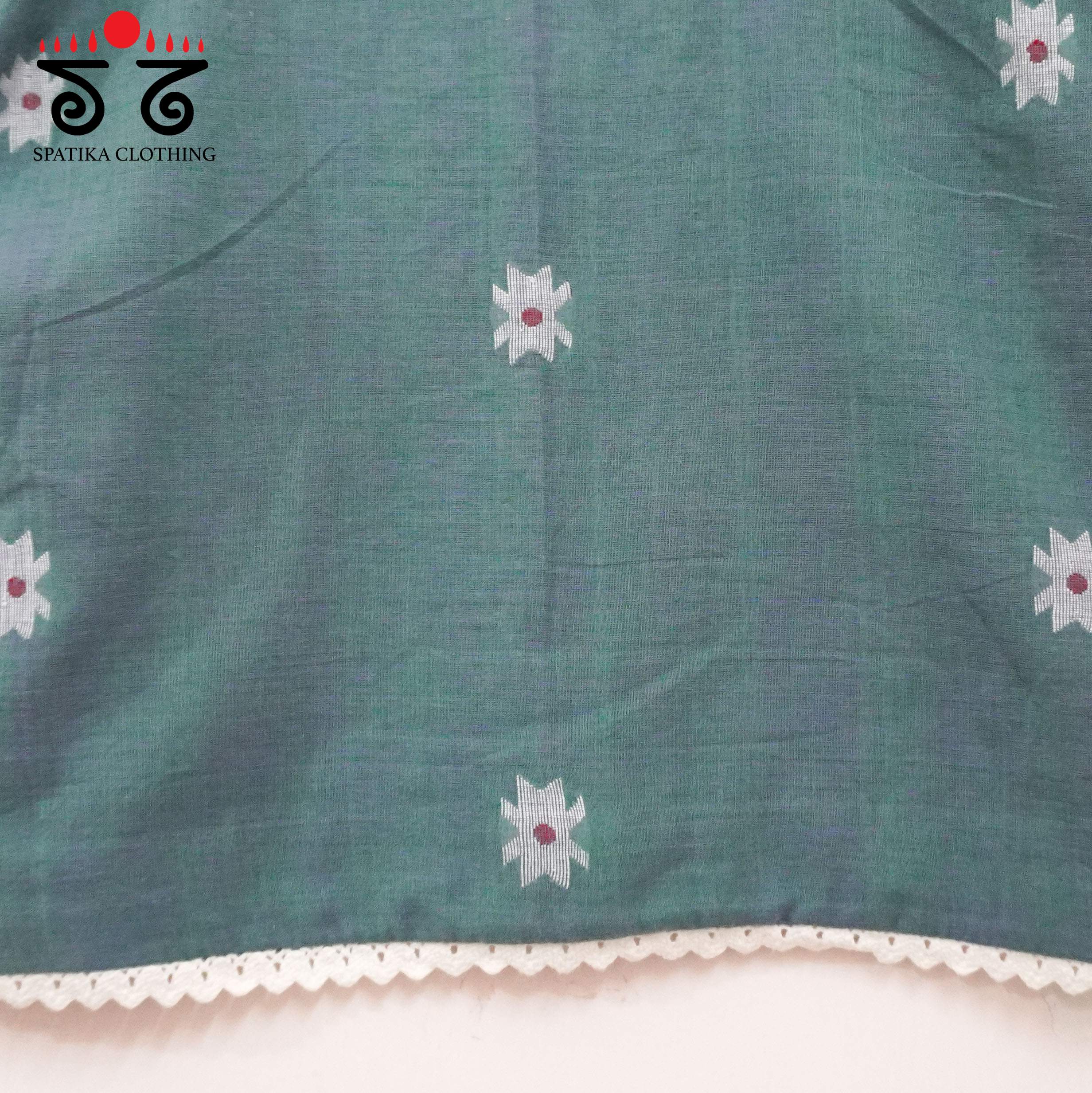 Blue & Green Dual Tone Jamdhani Lace Blouse
