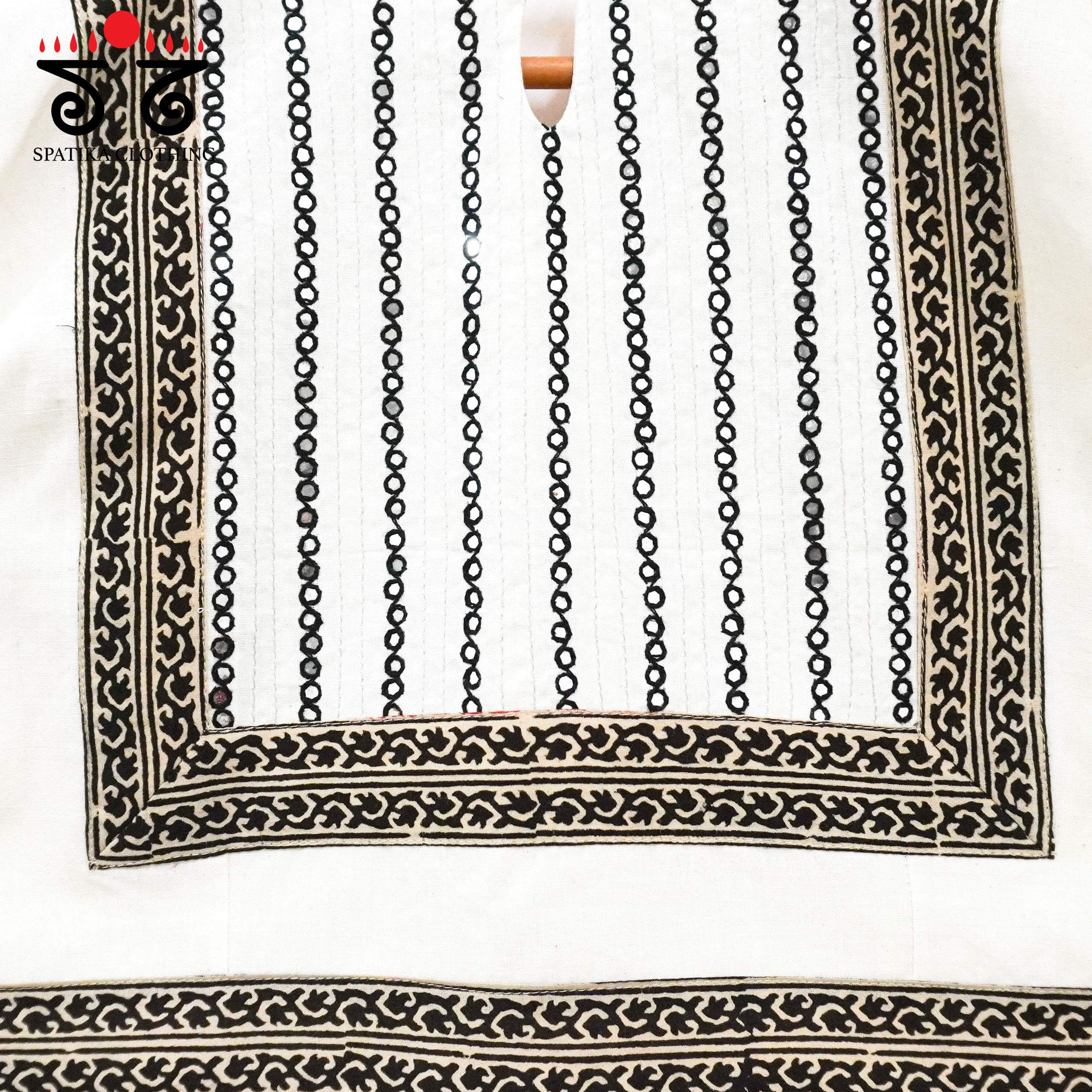 White Mirror Work Hand embroidered Blouse