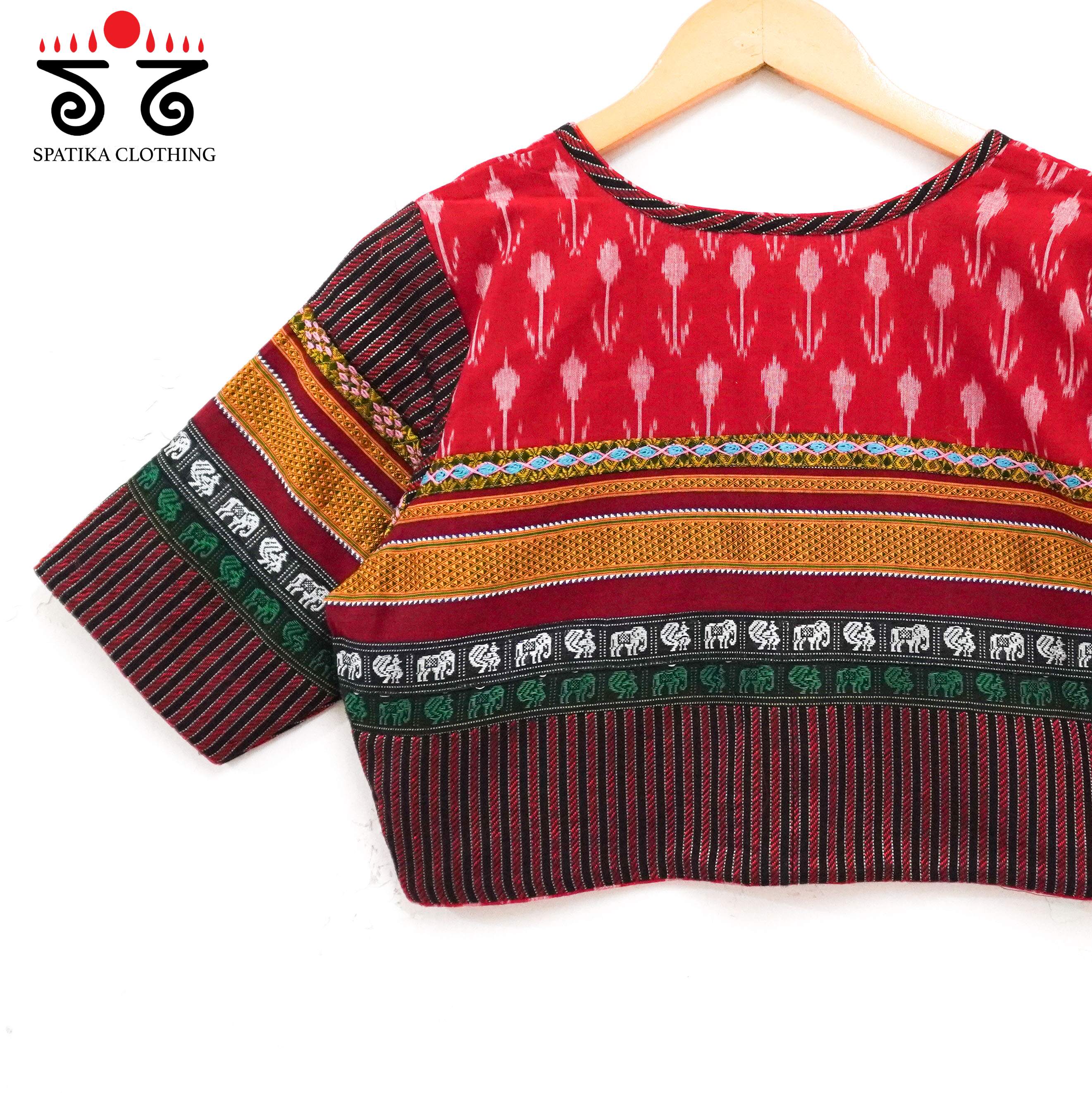 Red Ikat Khun-Hand crafted Blouse