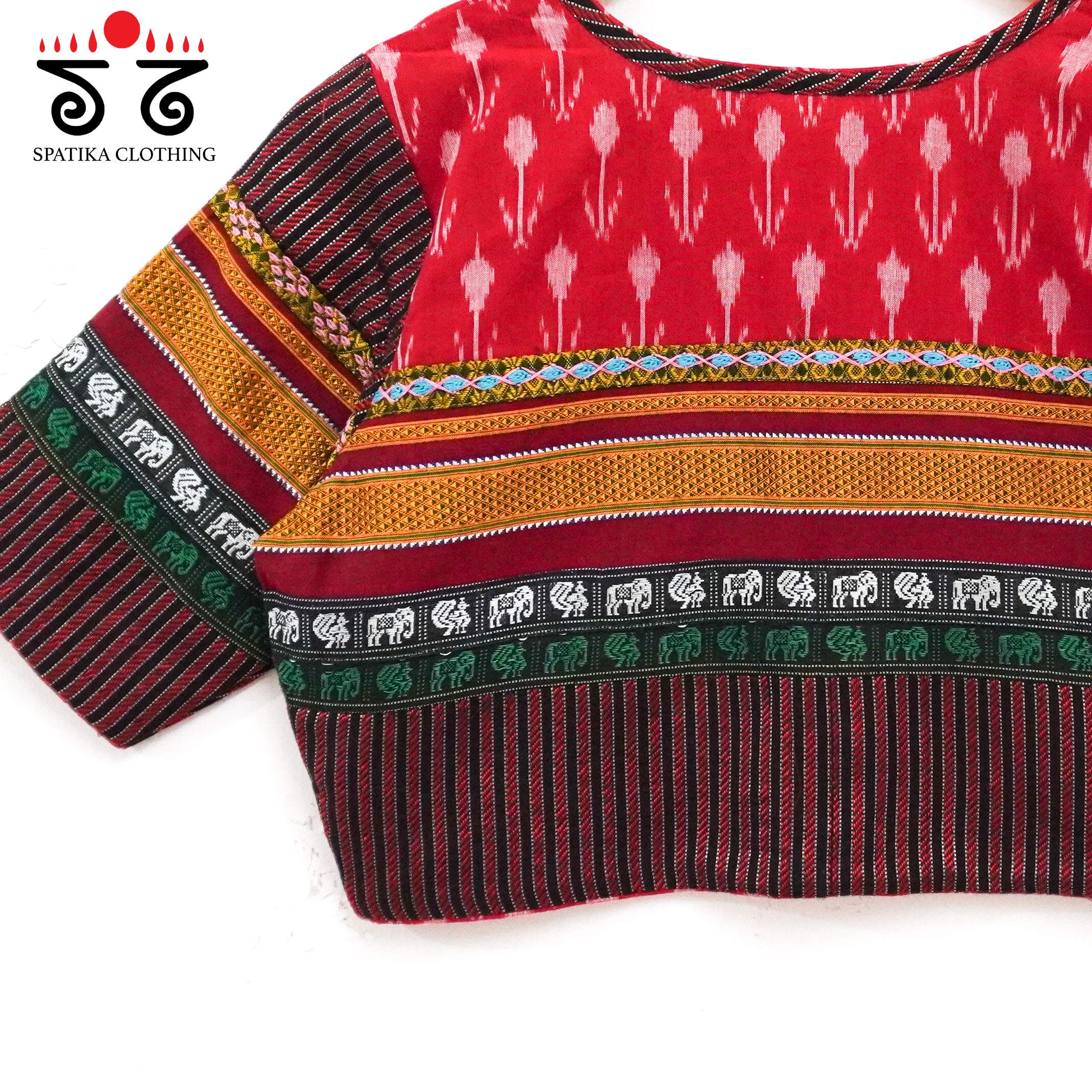 Red Ikat Khun-Hand crafted Blouse