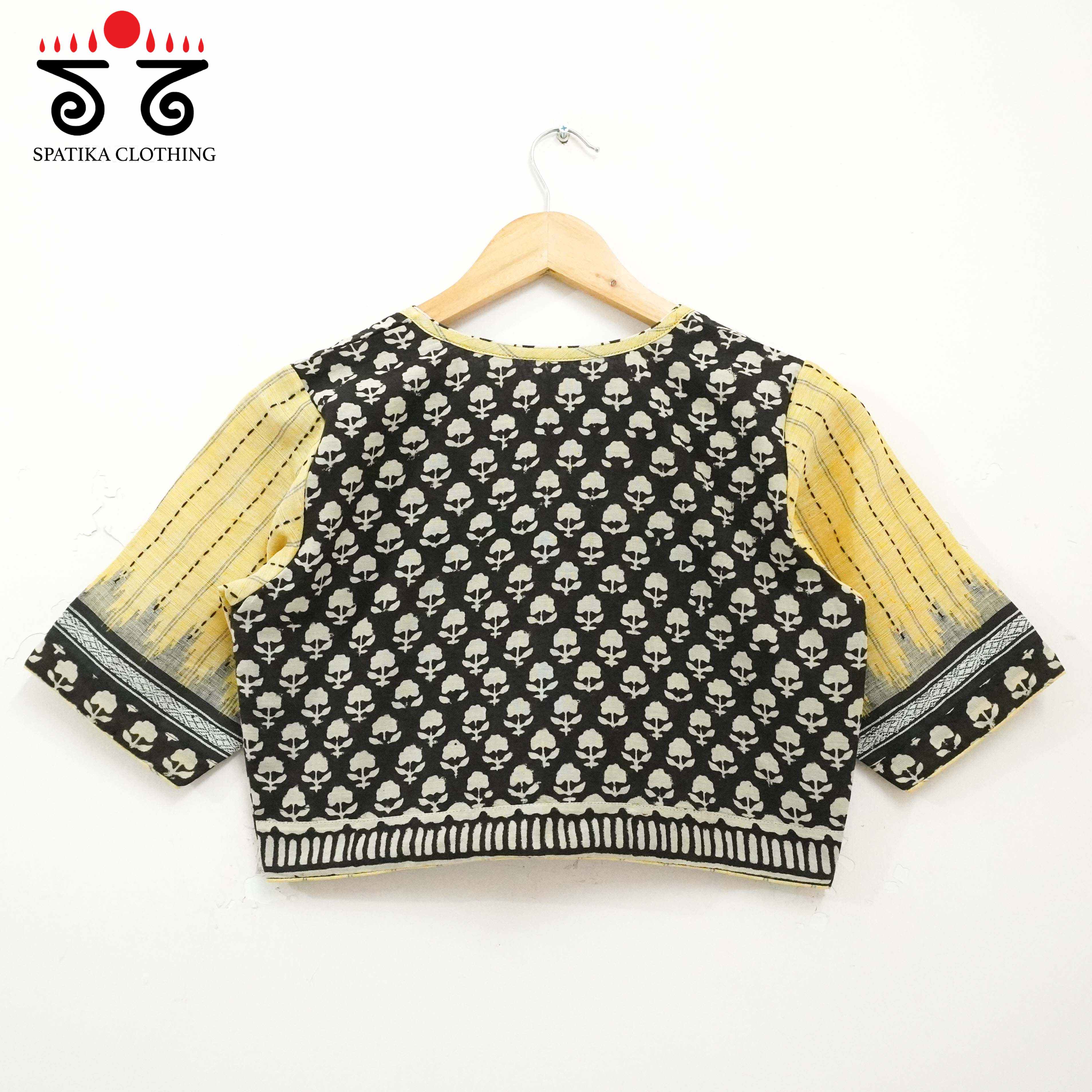 Ponduru Bagru - Black & Yellow Handcrafted Blouse