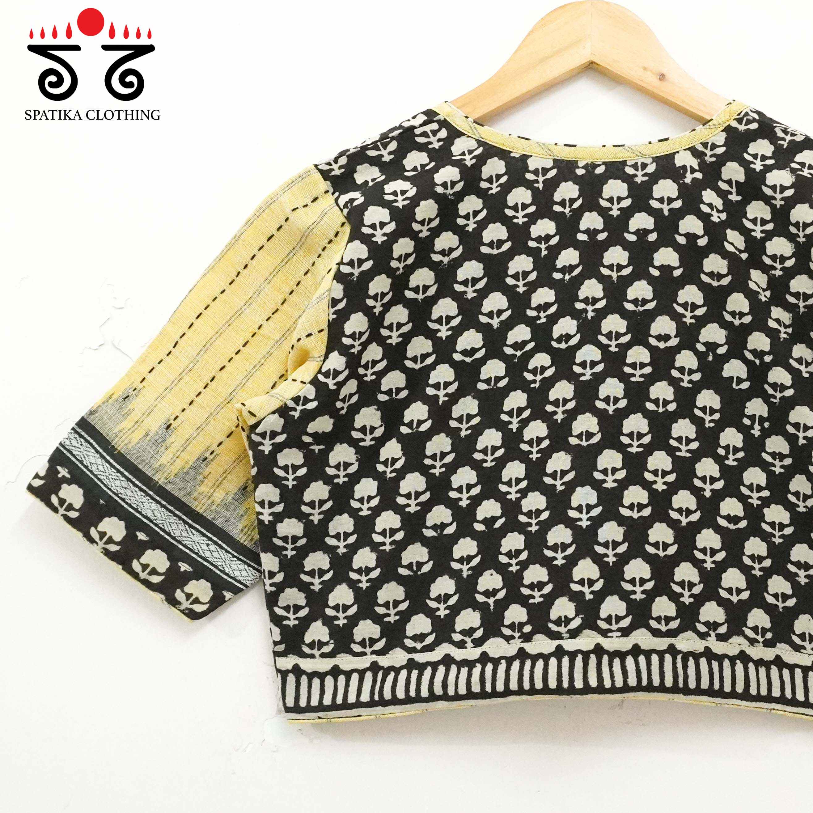 Ponduru Bagru - Black & Yellow Handcrafted Blouse