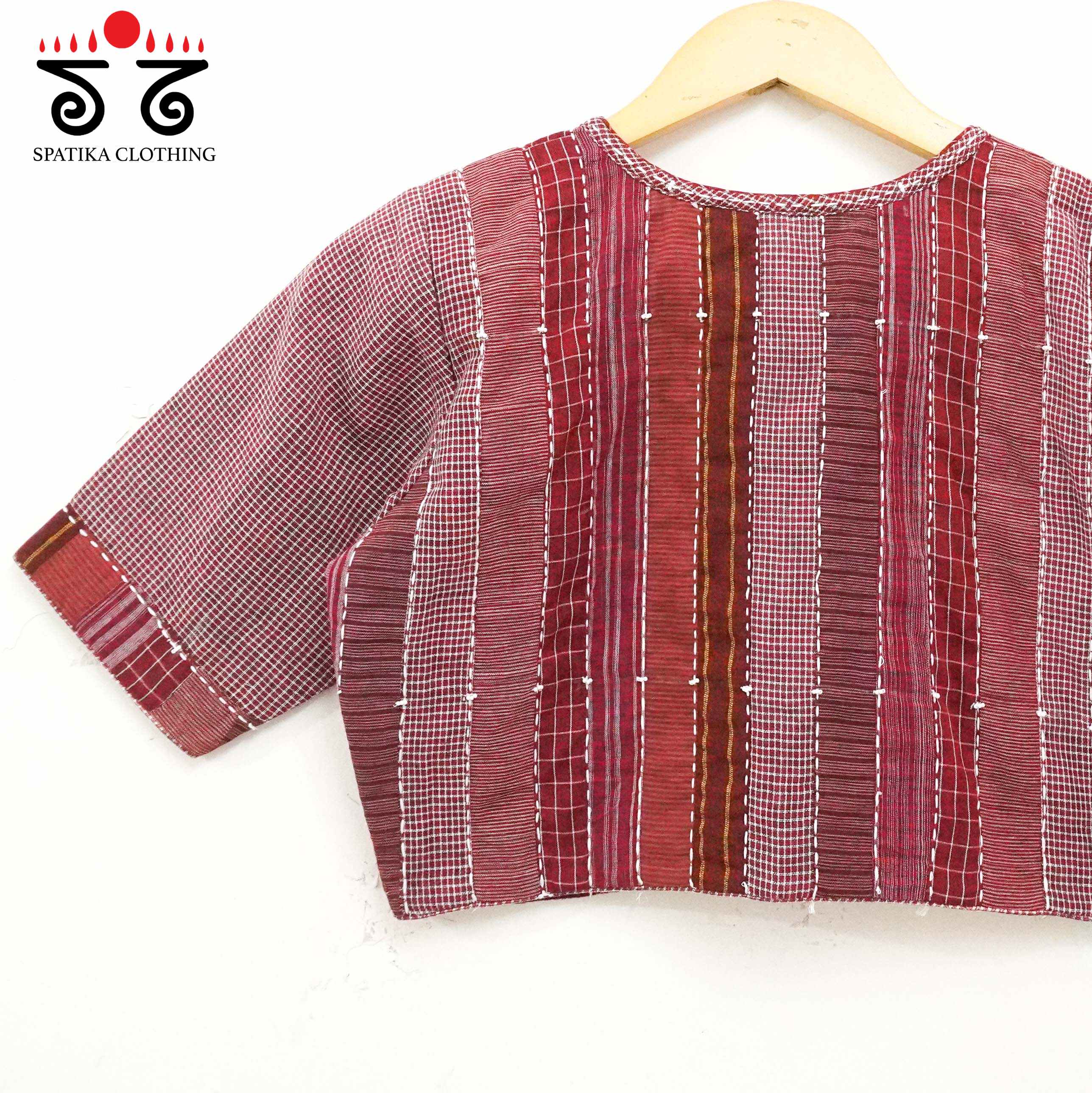 The Monochrome Maroon & White Blouse