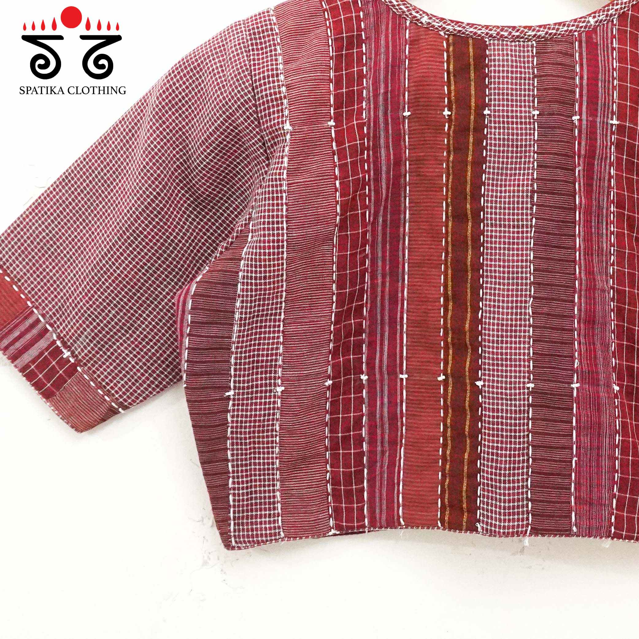 The Monochrome Maroon & White Blouse