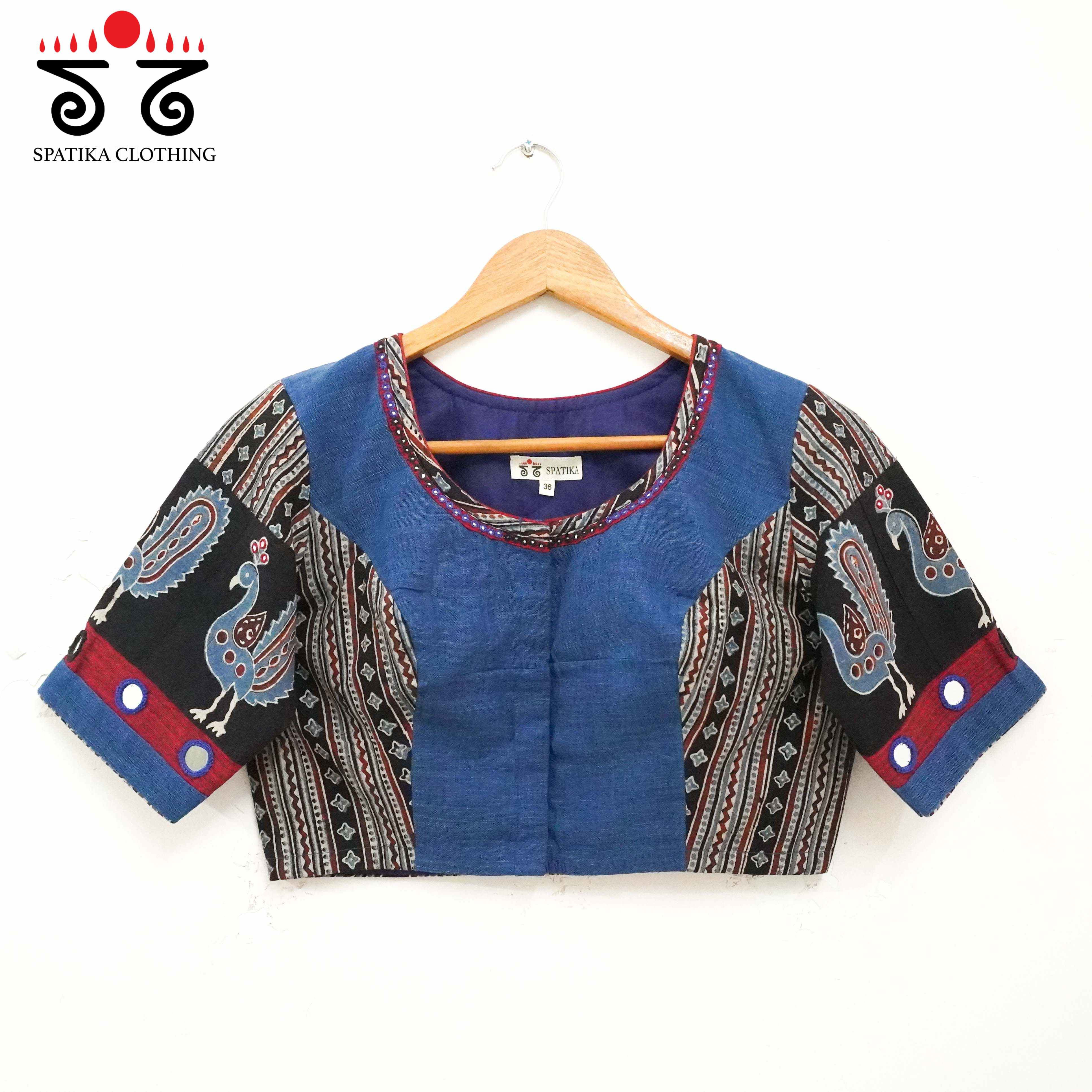 The Morni - Blue Mirror work Blouse