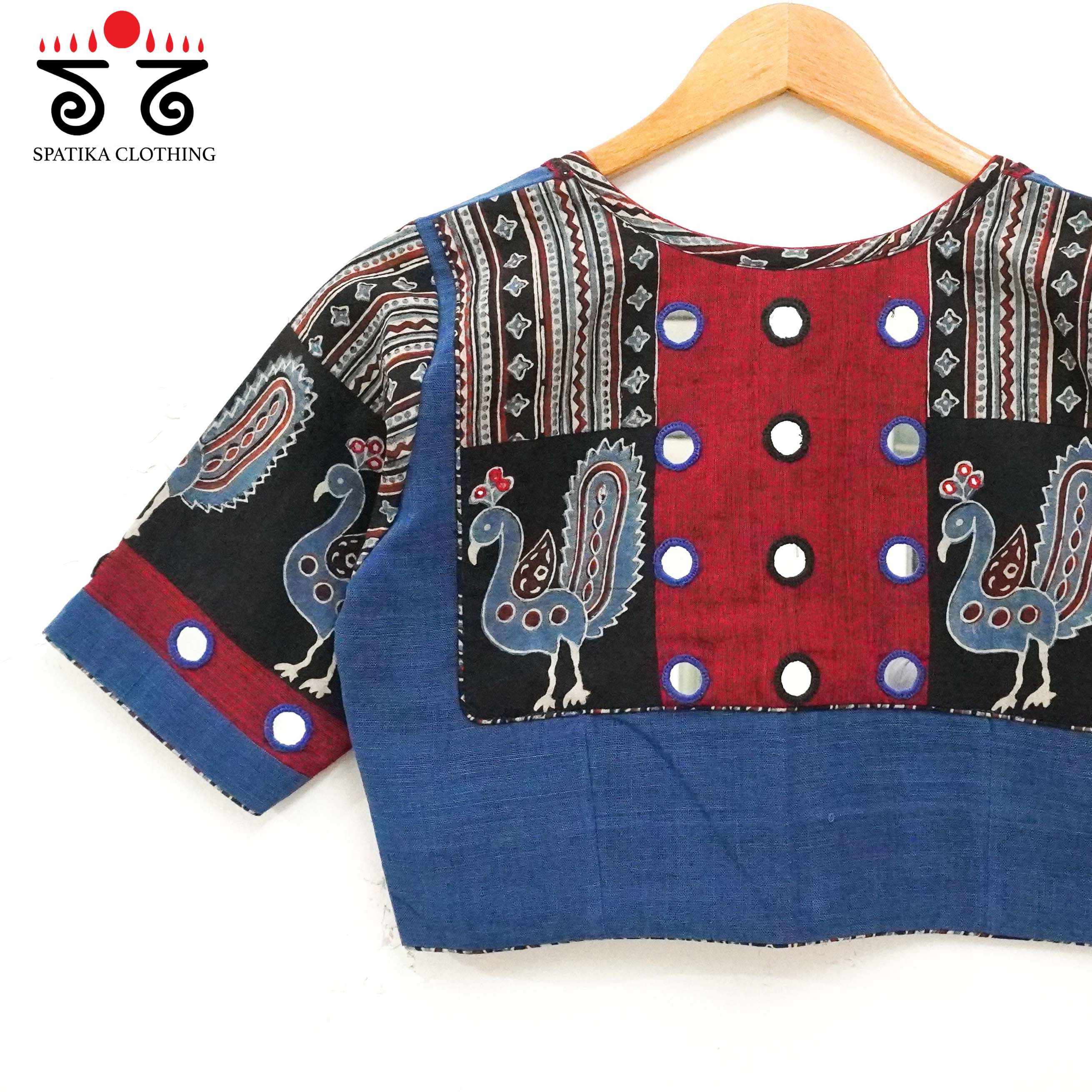 The Morni - Blue Mirror work Blouse