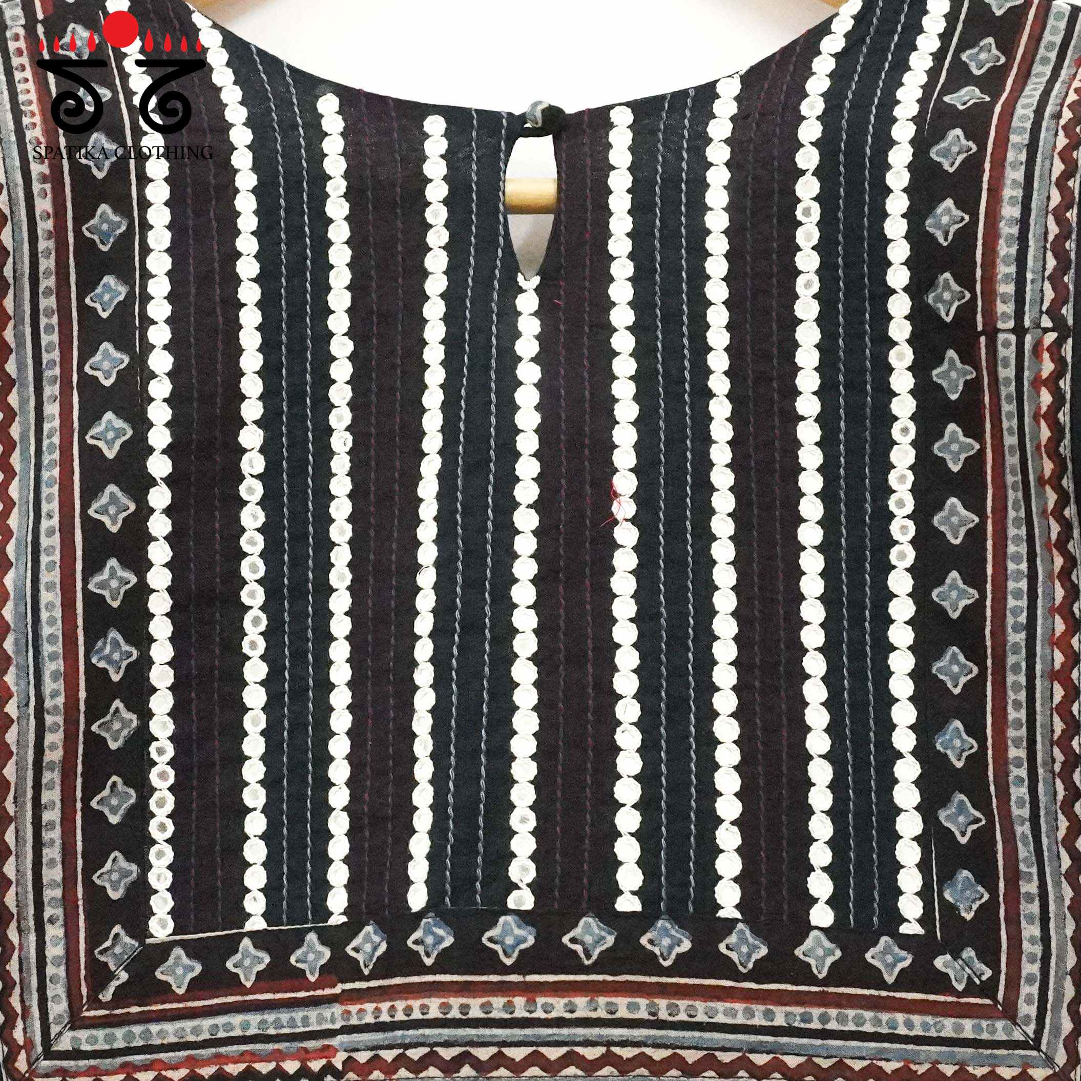 Black & White Mirror Work Hand embroidered Blouse