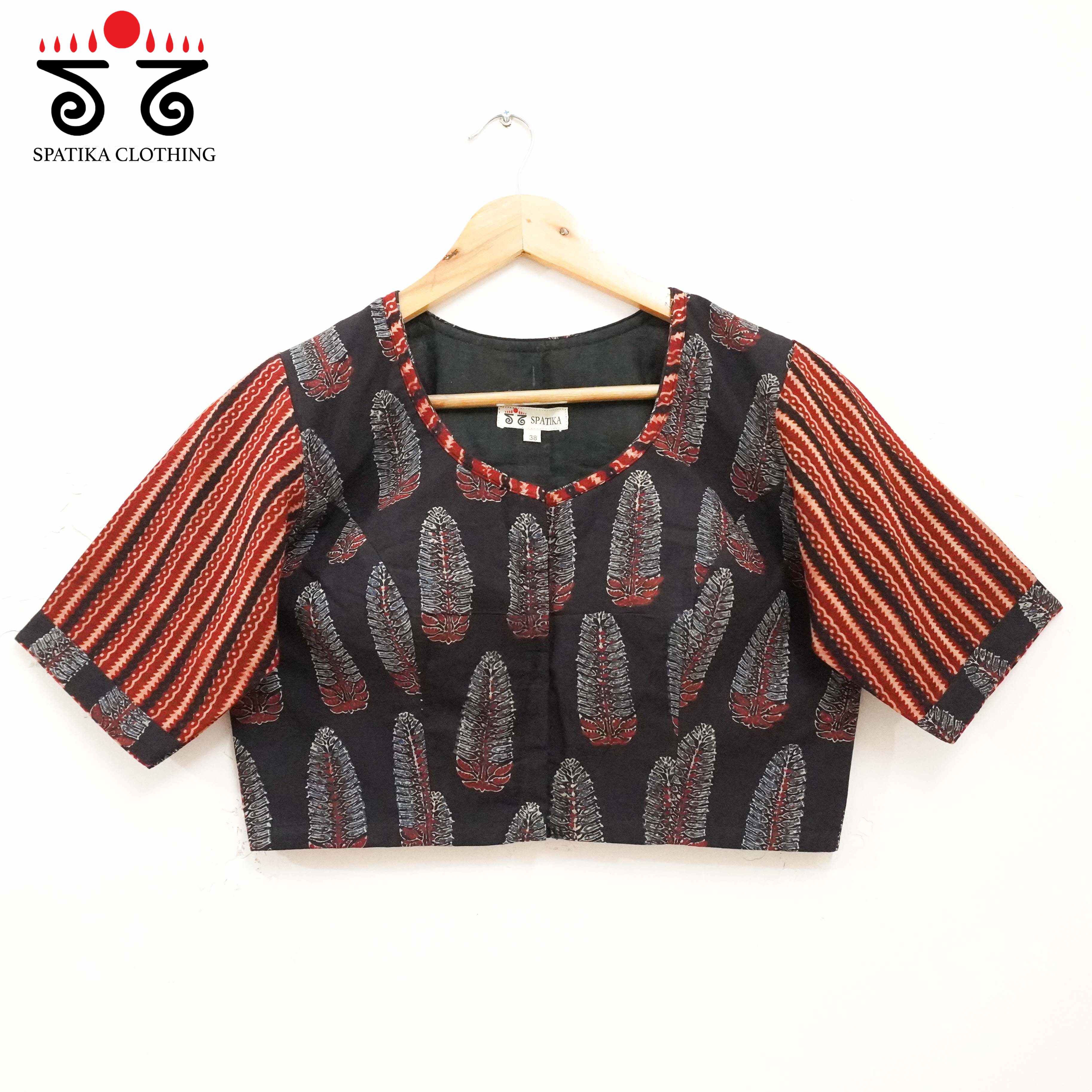 The Ajrakh Black & Red Pintuck Blouse
