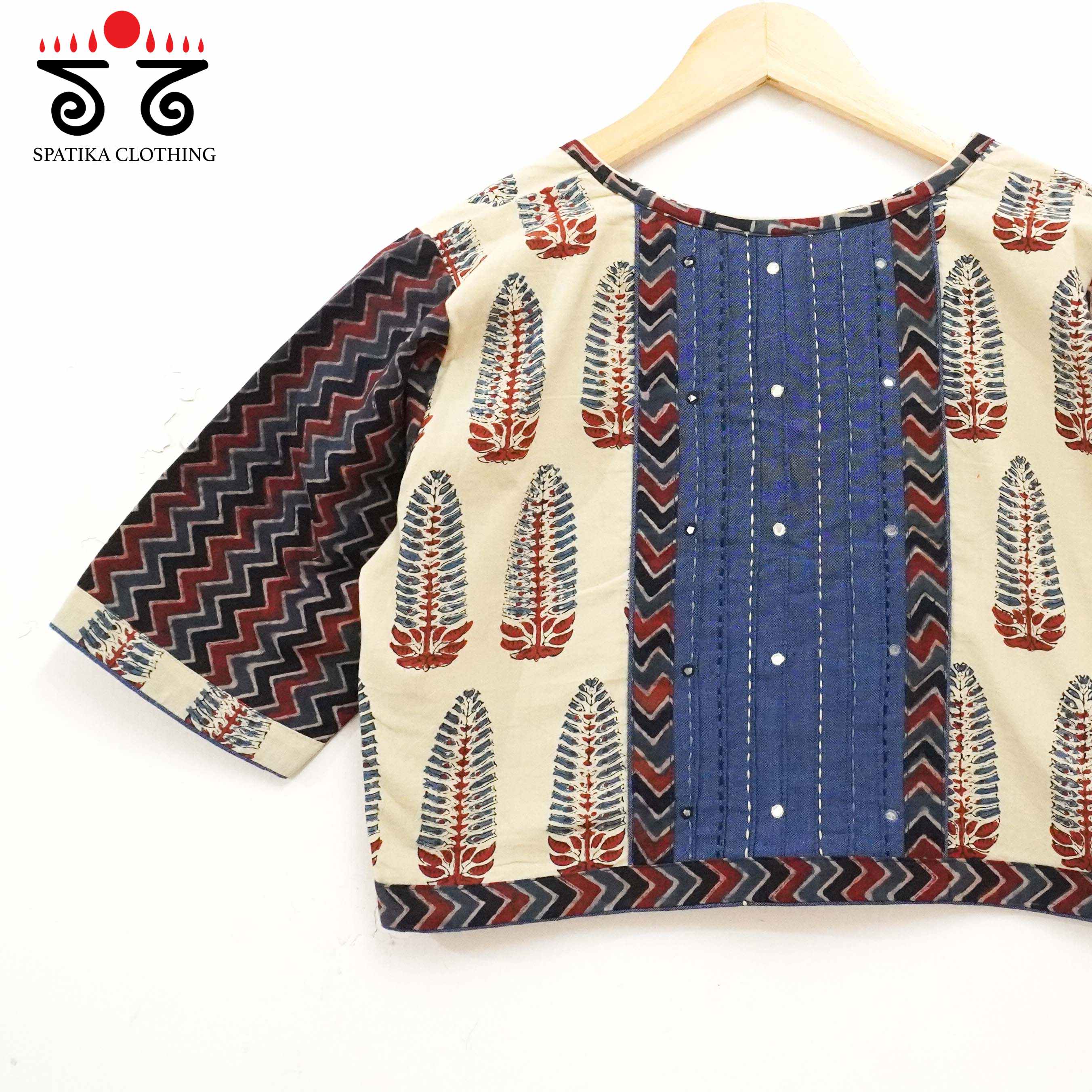 The Ajrakh Blue & White Pintuck Blouse