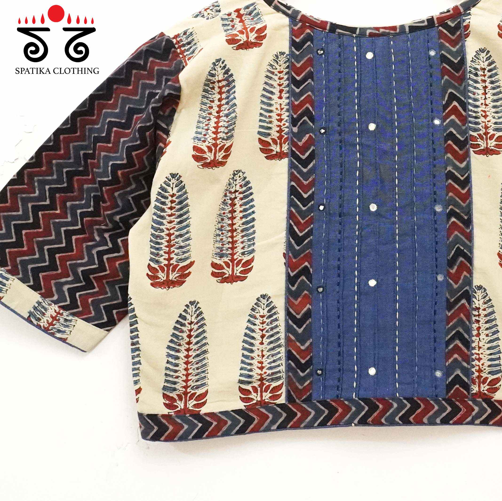 The Ajrakh Blue & White Pintuck Blouse