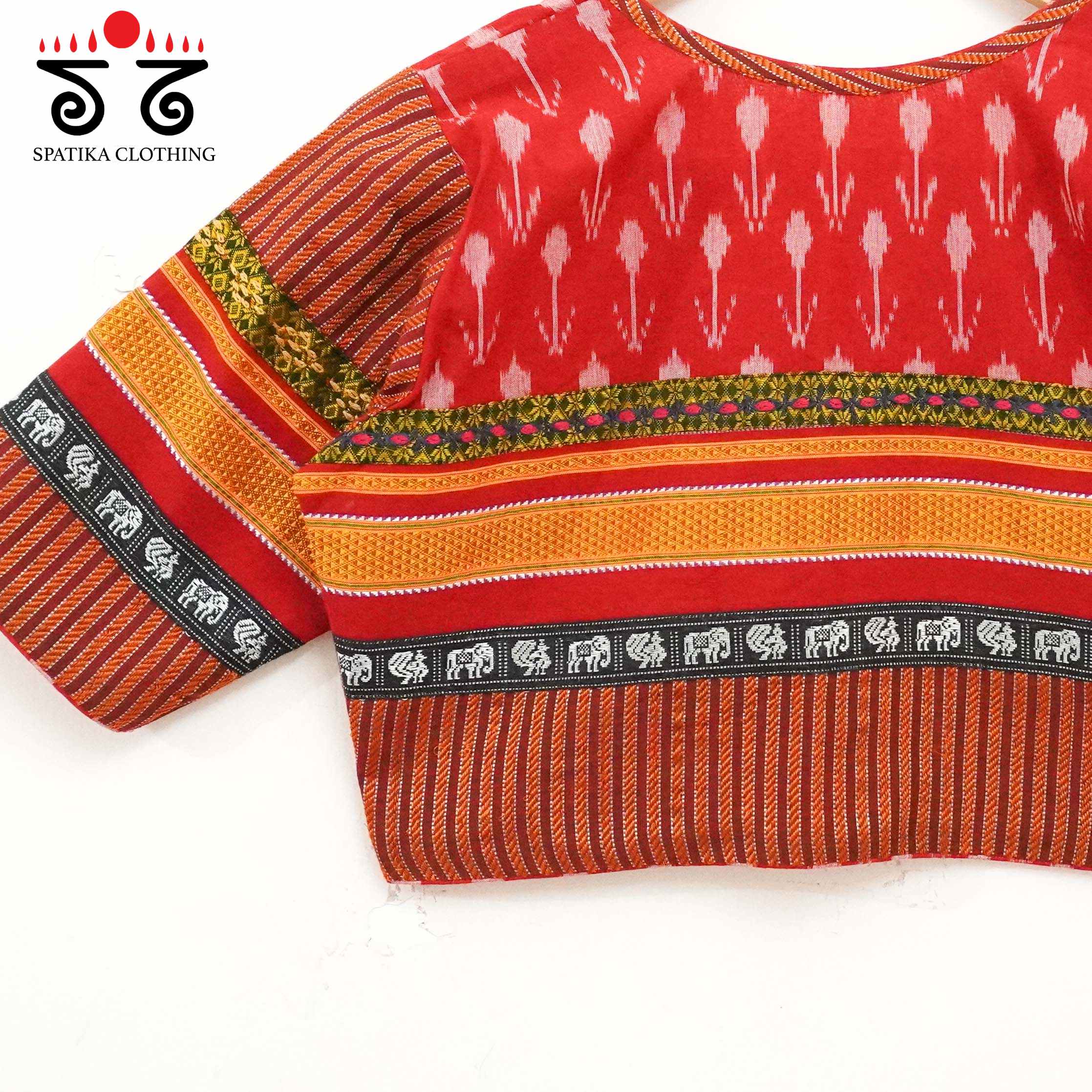 Red Ikat Khun-Hand crafted Blouse