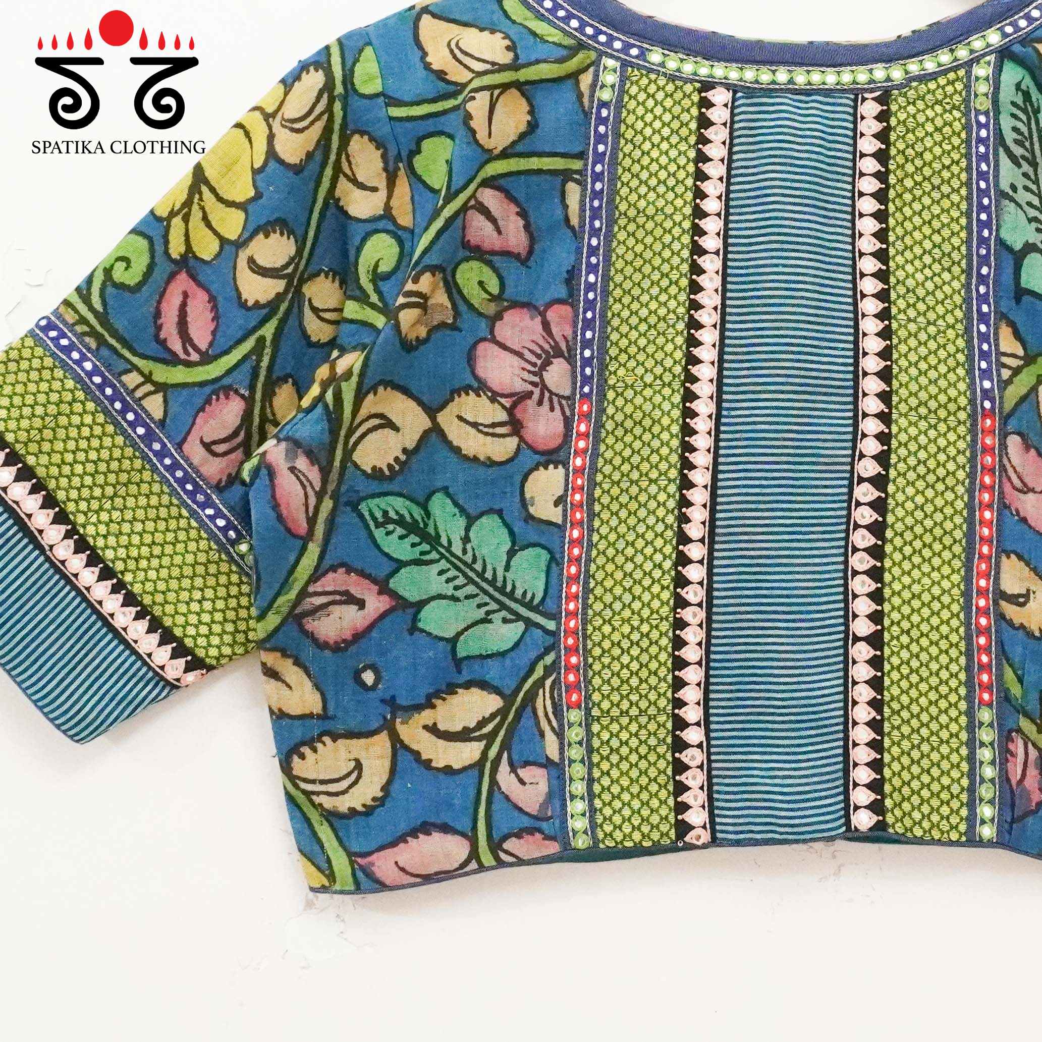 Pen Kalamkari - Blue Handcrafted Blouse
