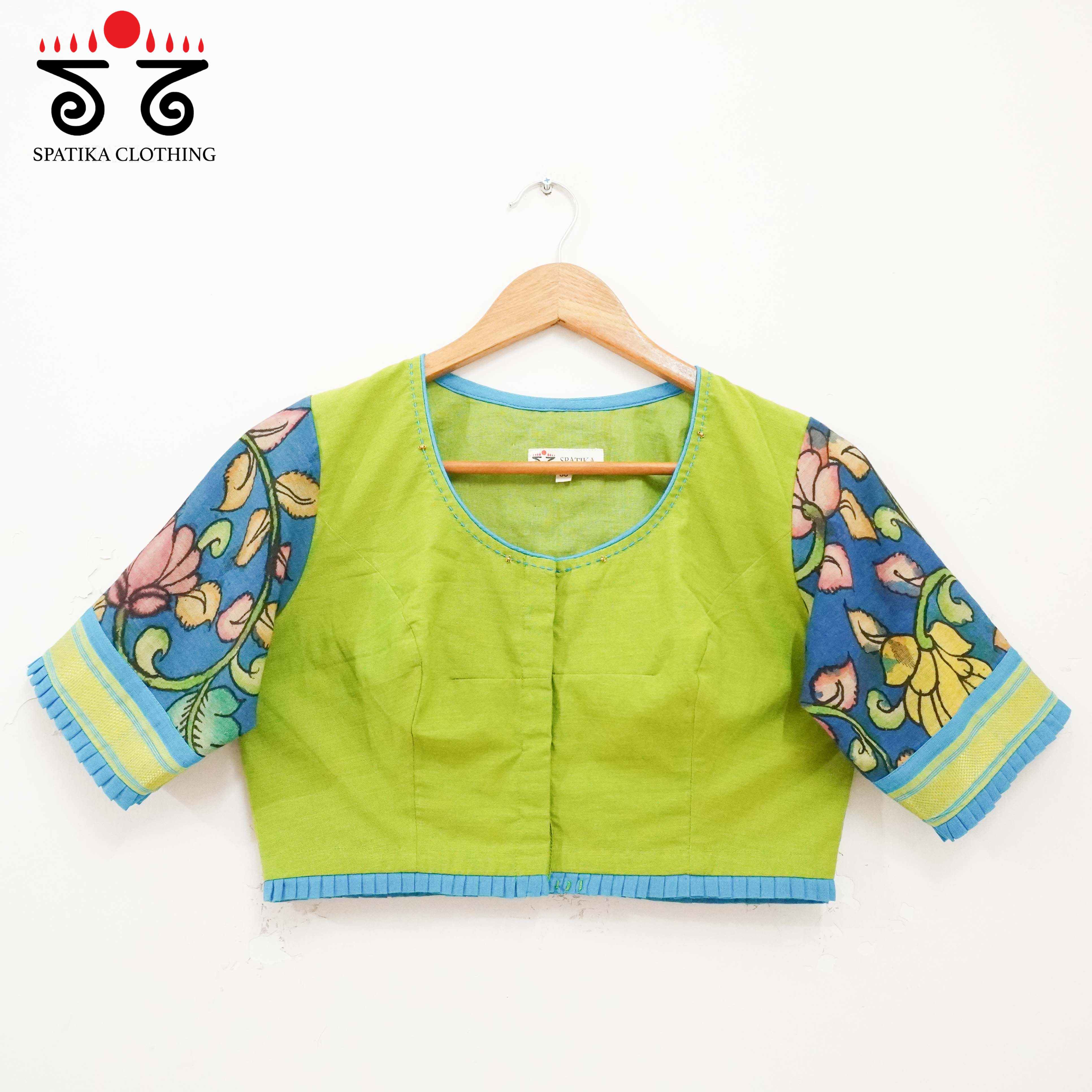 Pen Kalamkari - Green Handcrafted Blouse