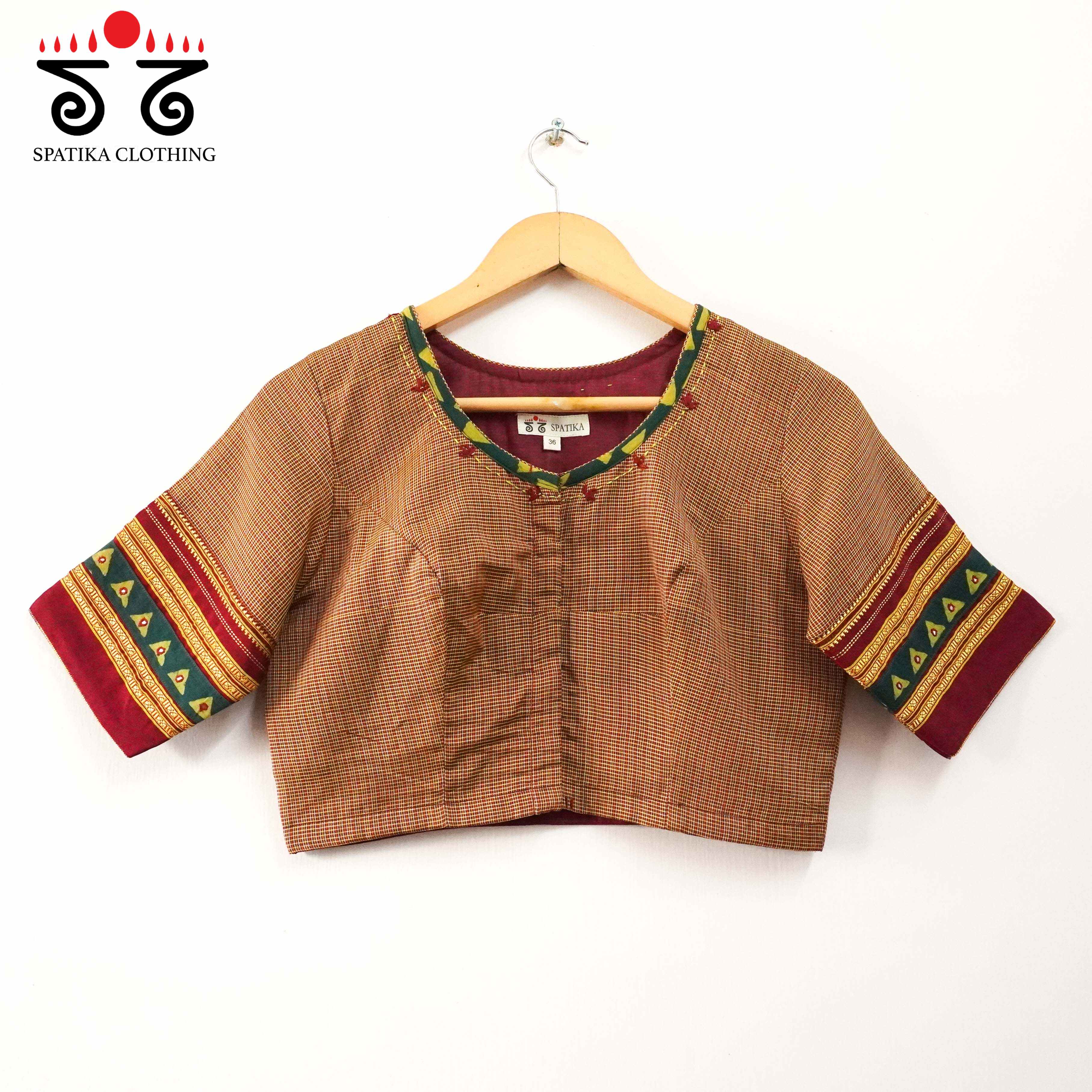 Maroon Morni-Ajrak Patchwork Blouse