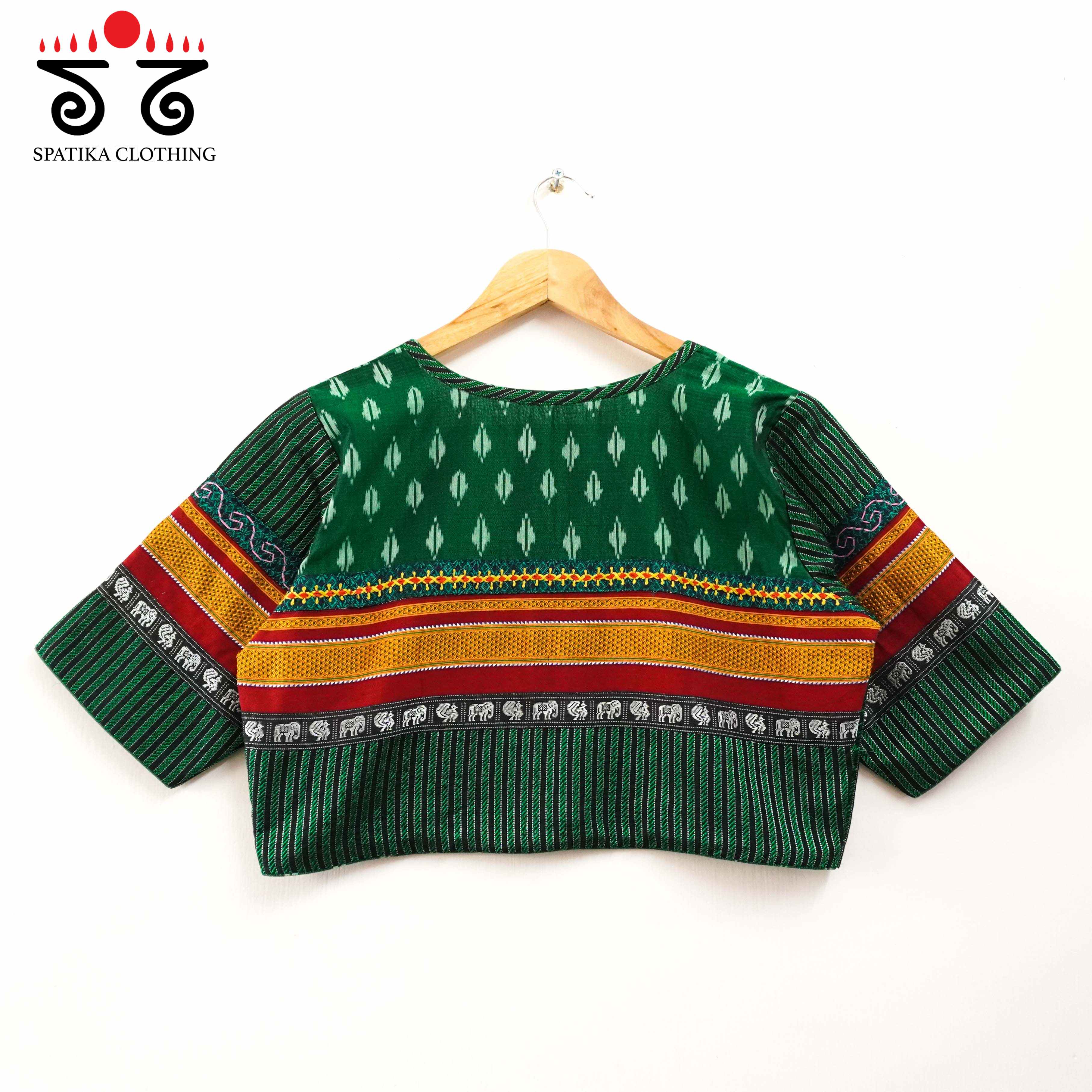 Green Ikat Khun-Hand crafted Blouse