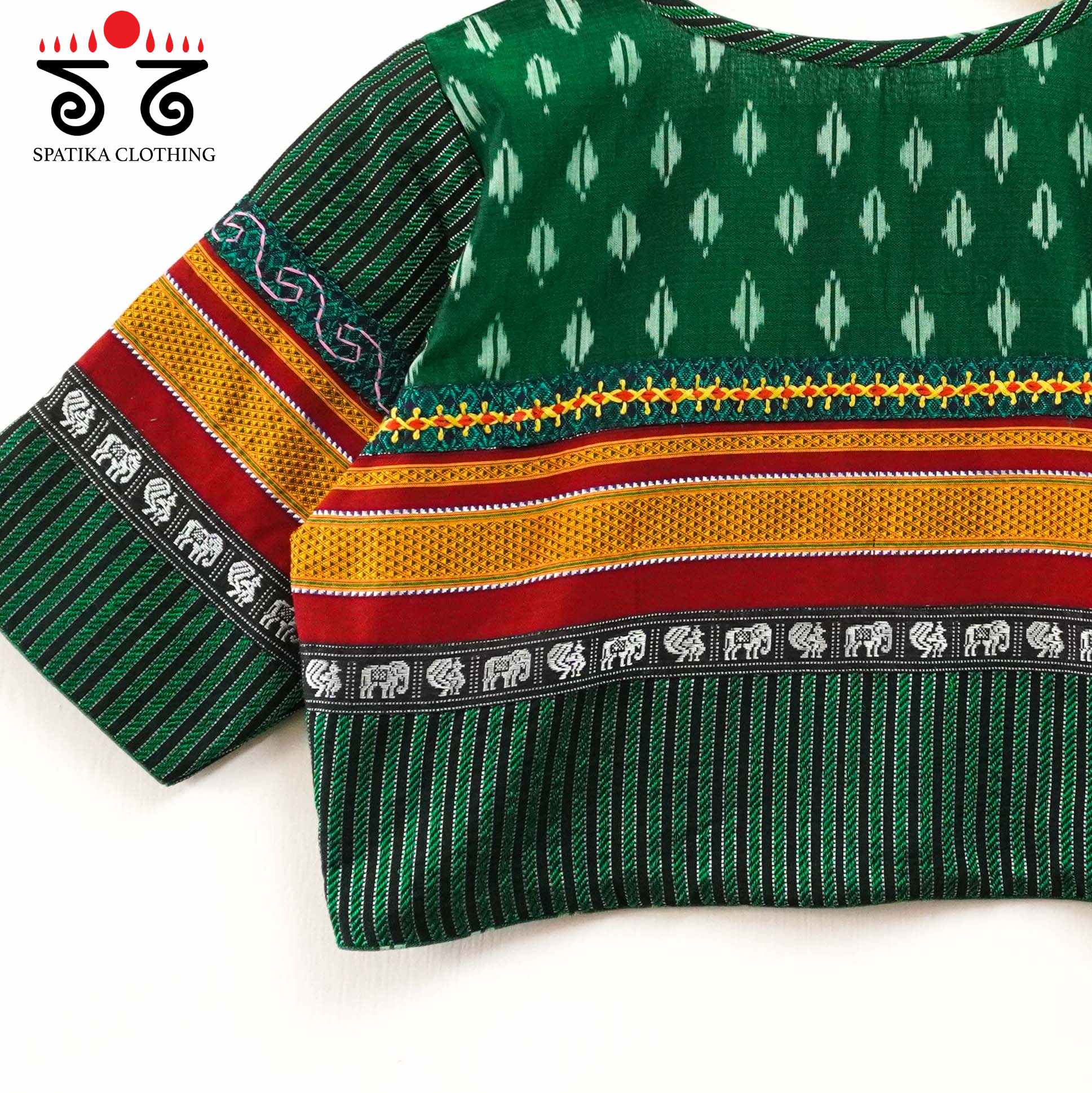 Green Ikat Khun-Hand crafted Blouse
