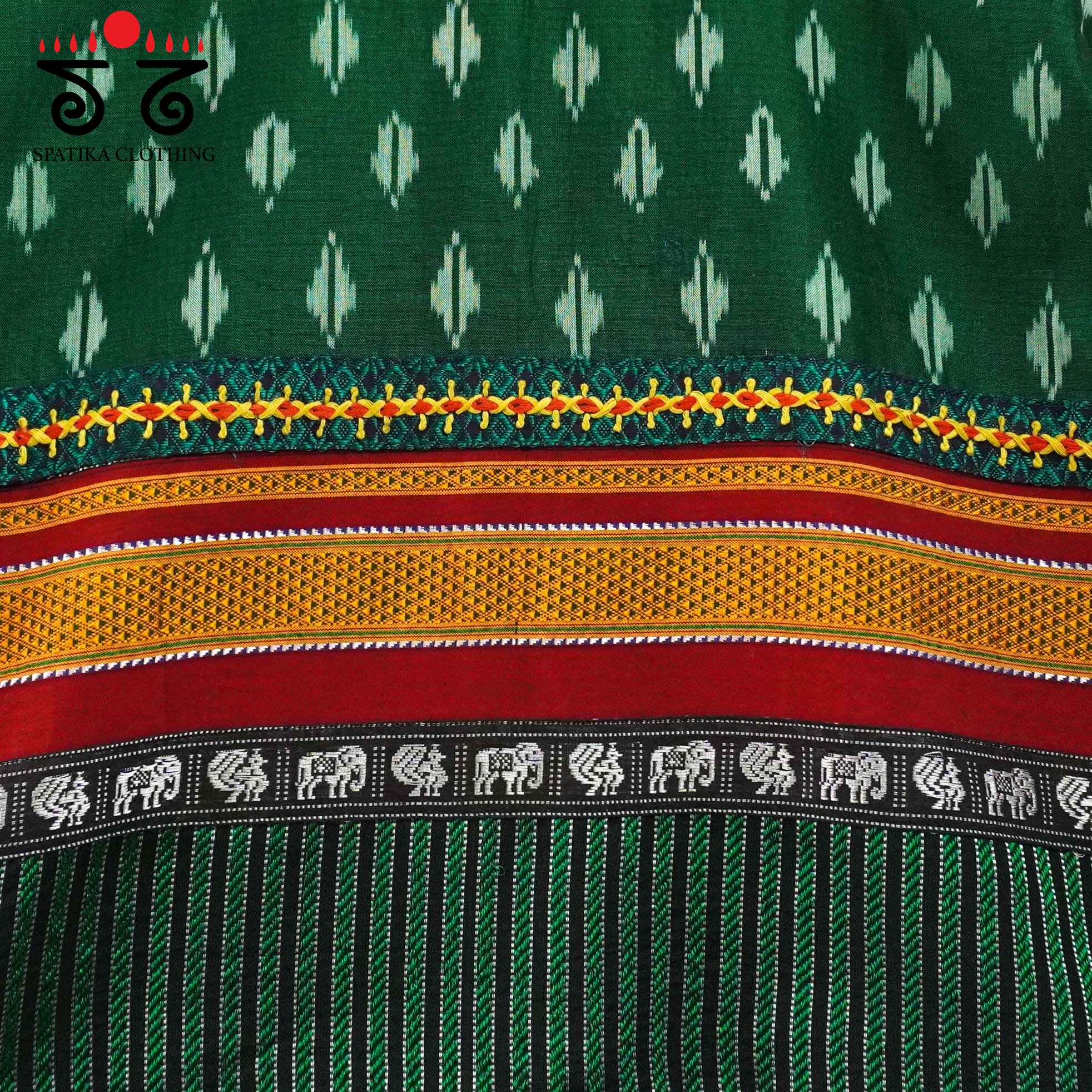 Green Ikat Khun-Hand crafted Blouse