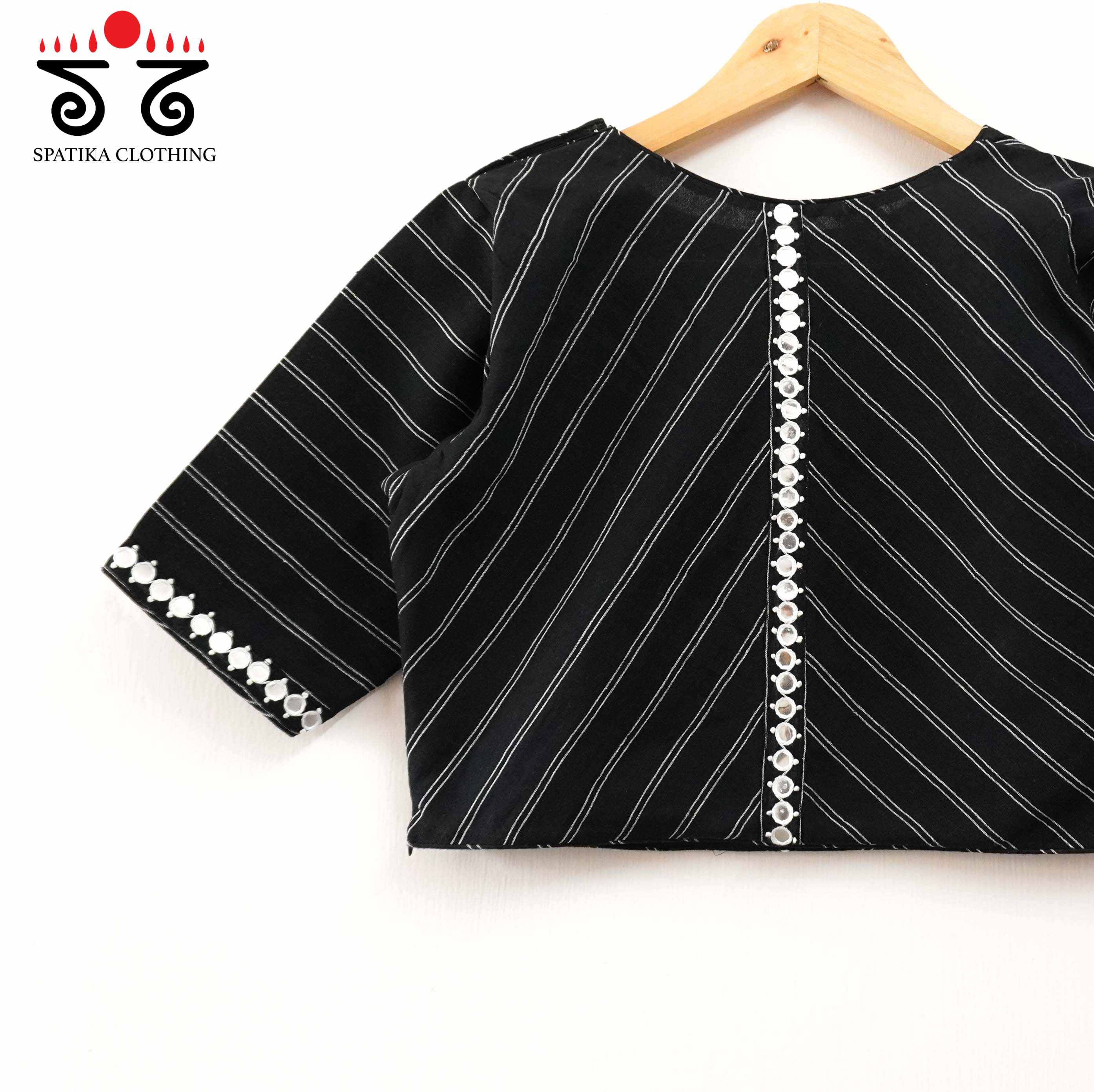Stripes & Mirrors - Black New Handcrafted Blouse