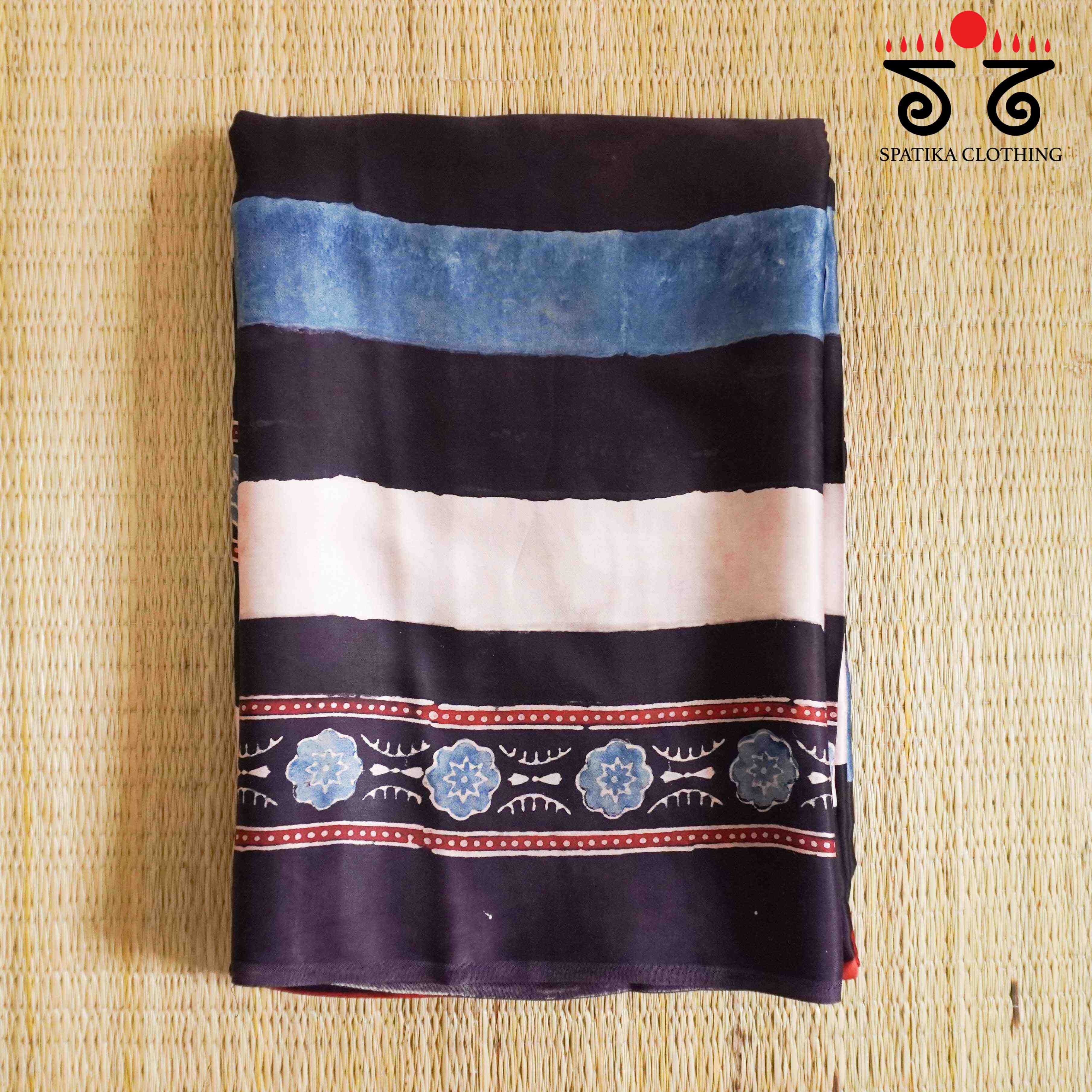 Black Ajrak Modal Silk Saree