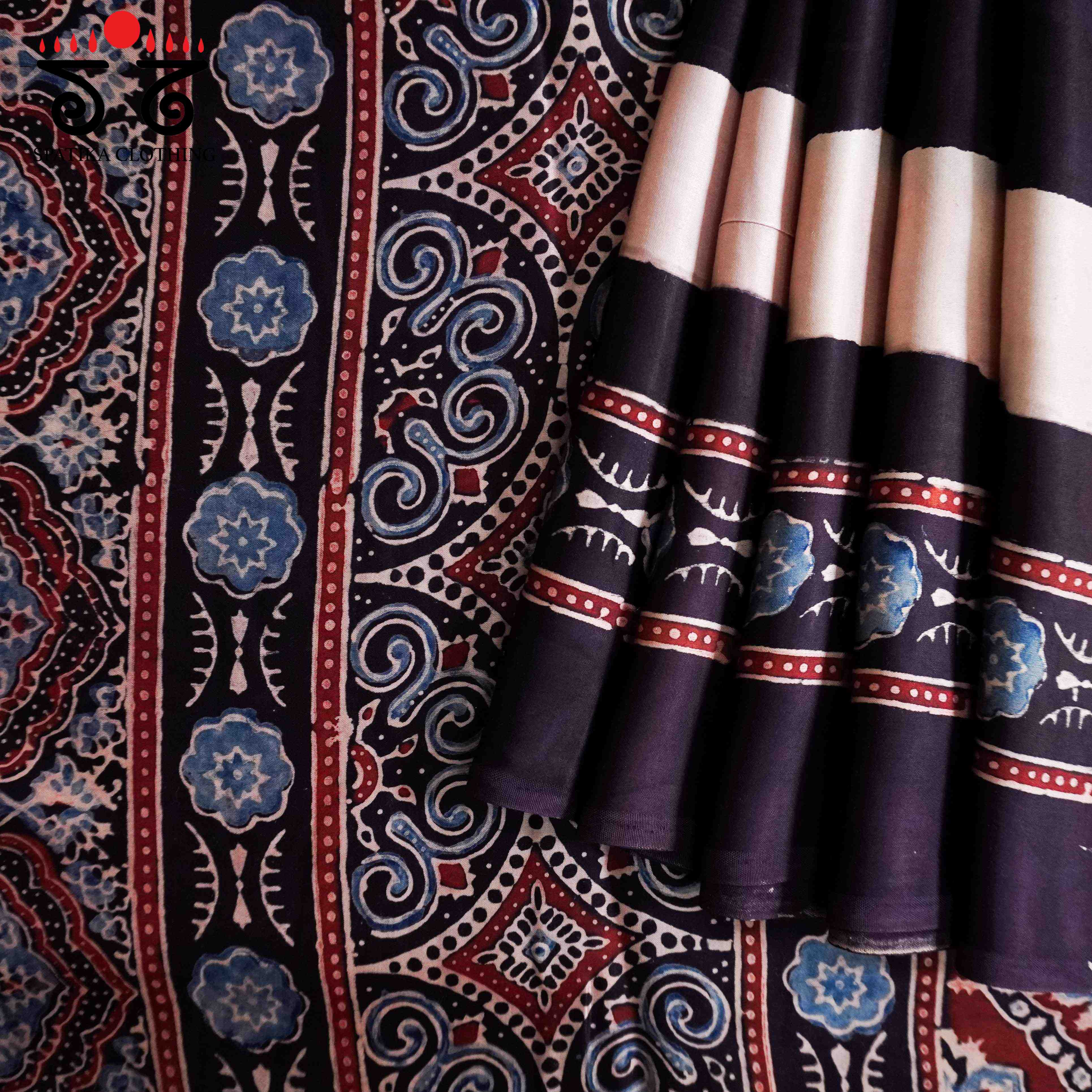 Black Ajrak Modal Silk Saree