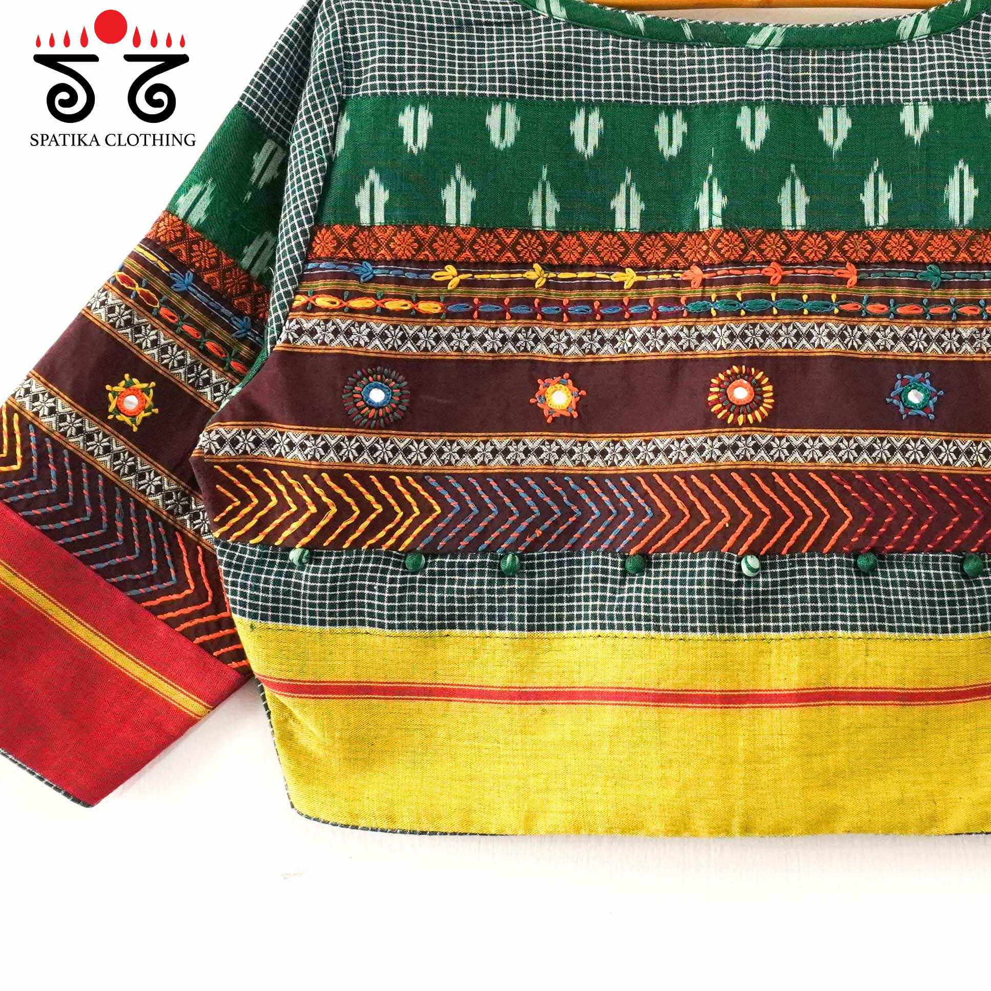 The Patteda Anchu - Green Lambani Blouse