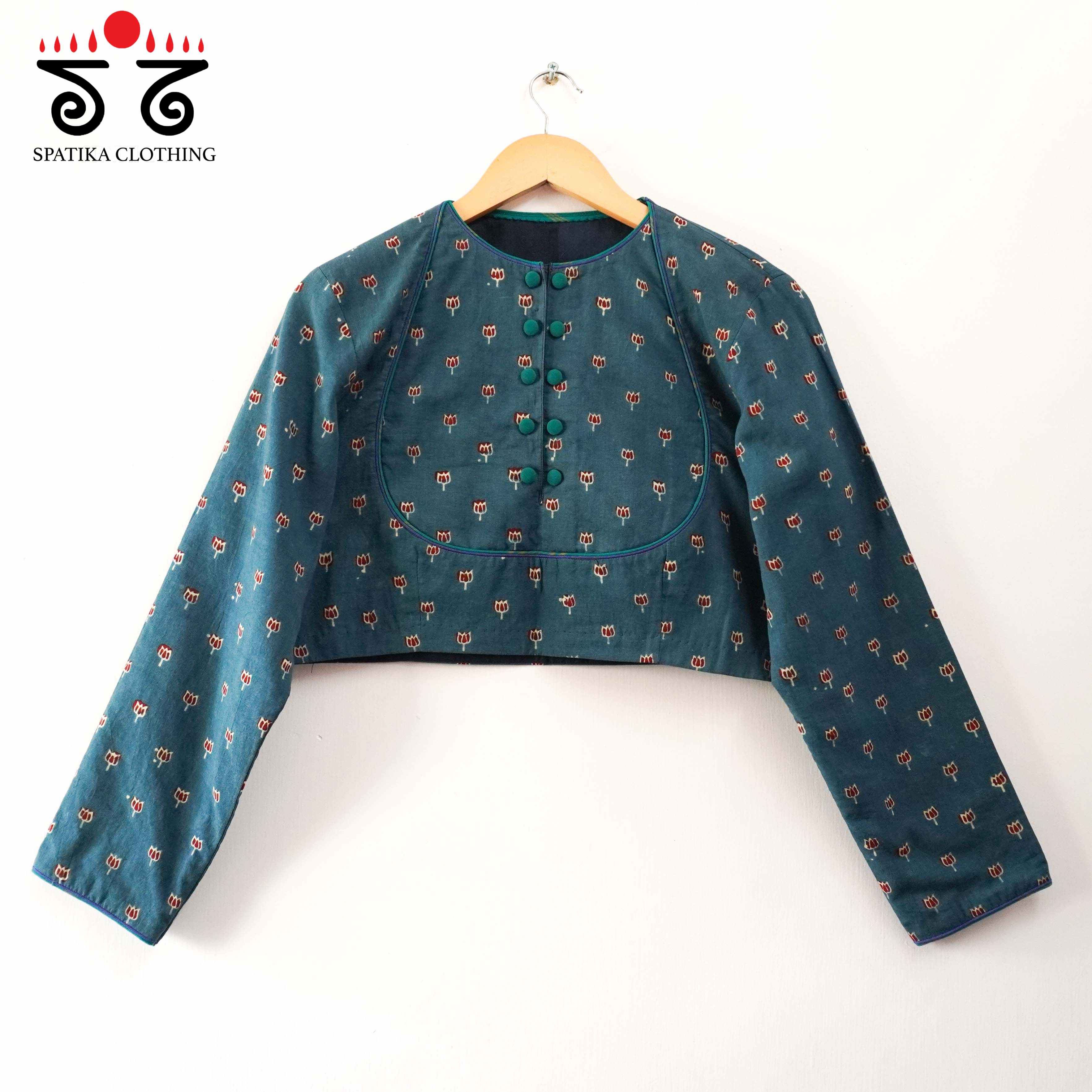 Blue Ajrak Pen Kalamkari - Handcrafted Blouse