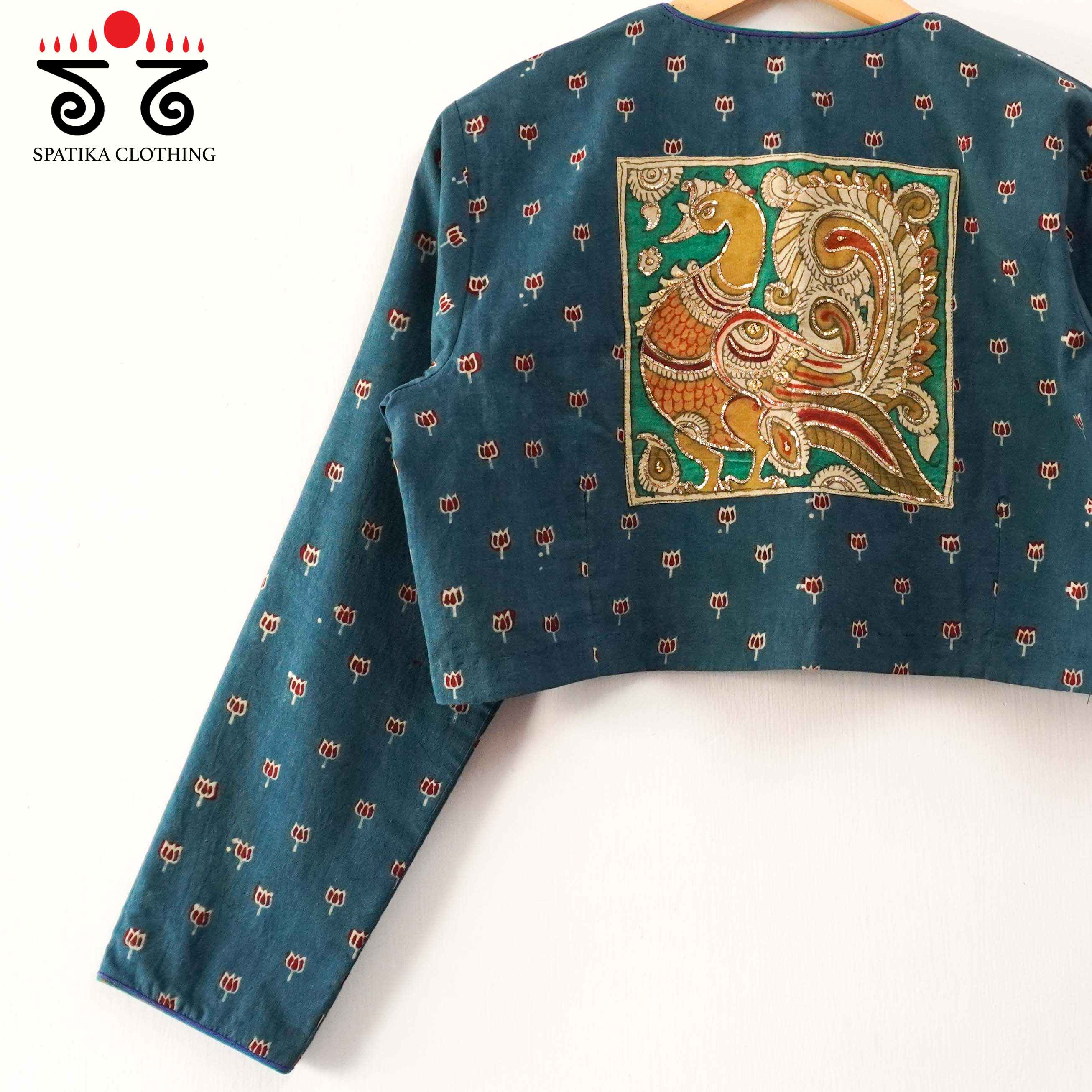 Blue Ajrak Pen Kalamkari - Handcrafted Blouse