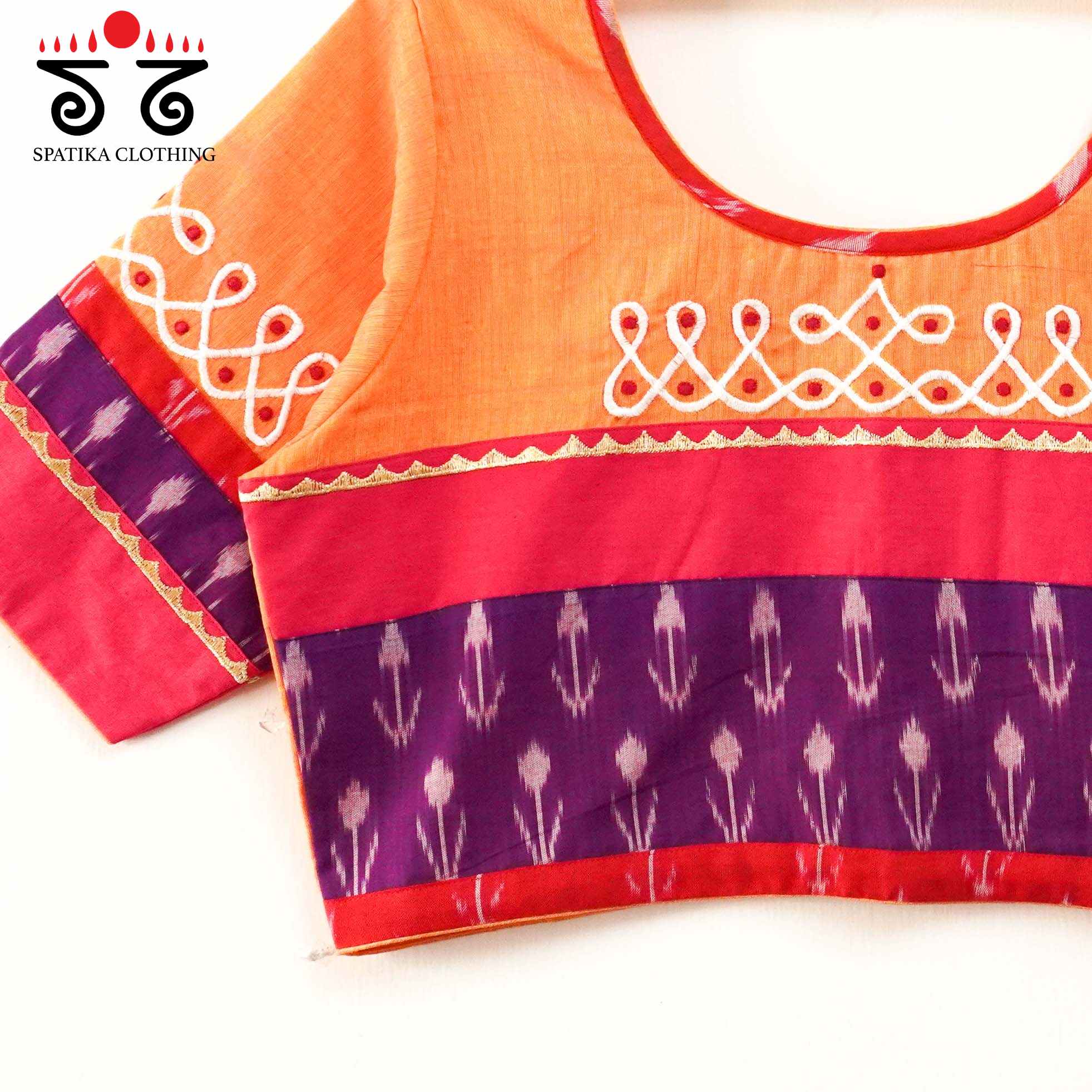 Orange Prabhavati Kolam Handcrafted Blouse