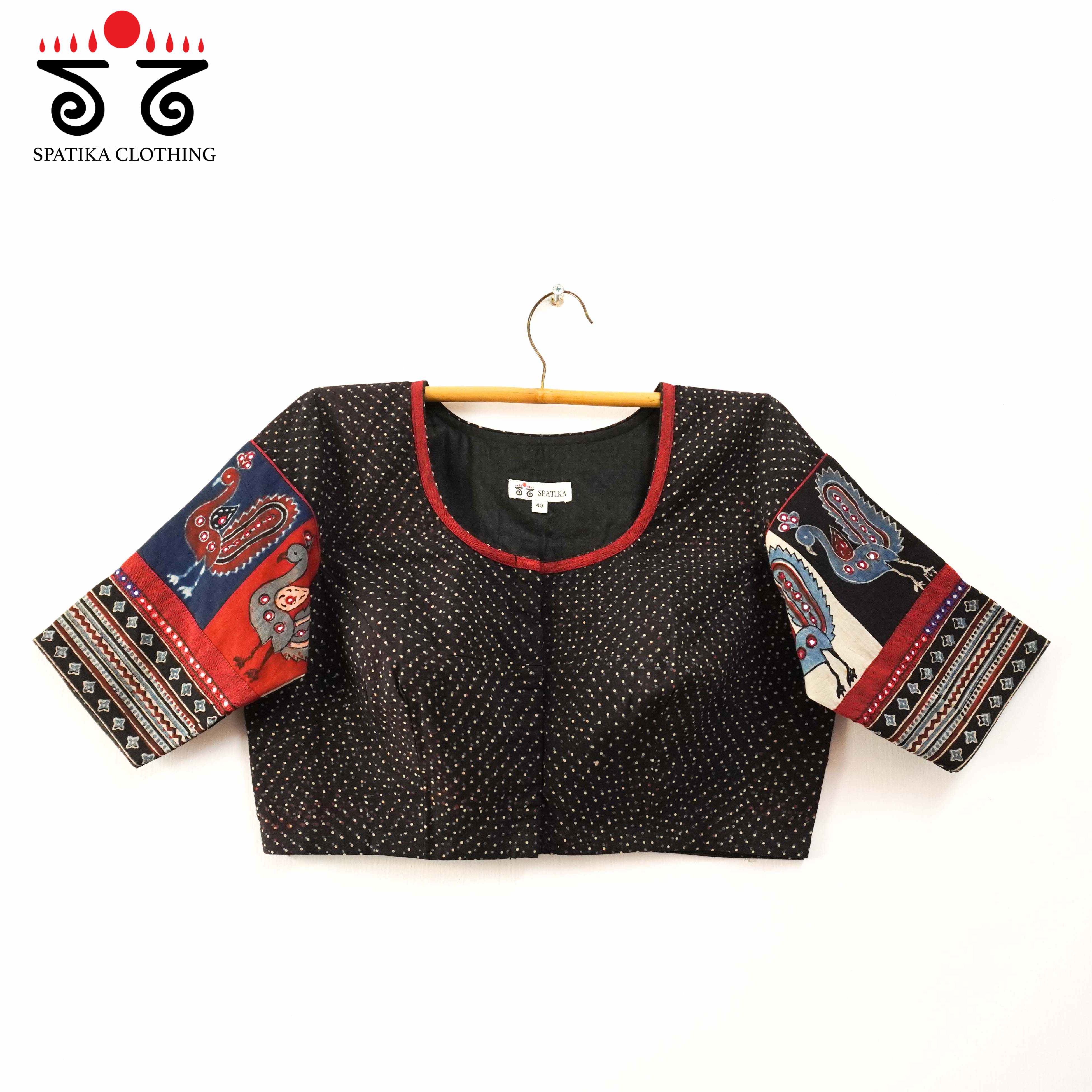 Black Morni-Ajrak Handcrafted Blouse