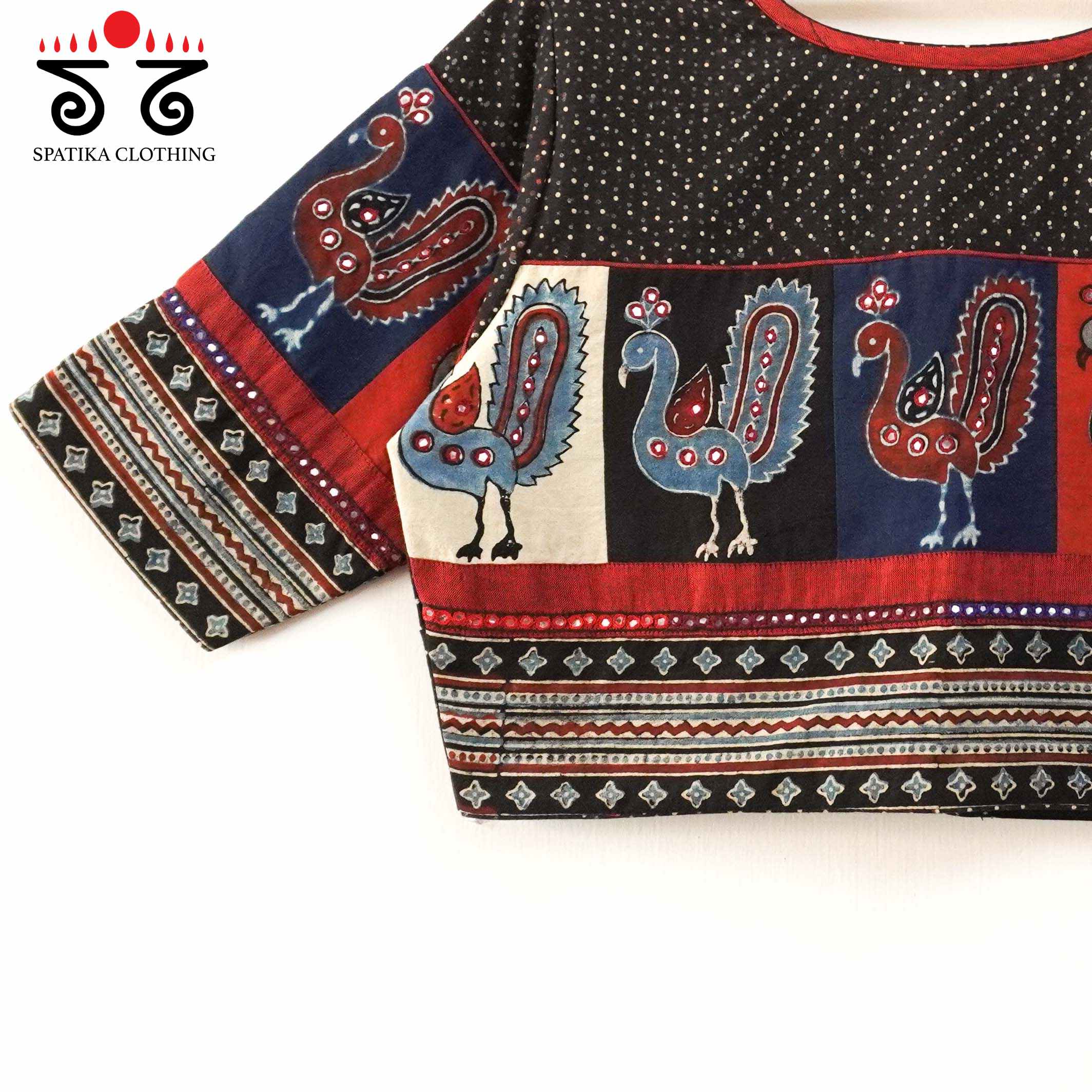 Black Morni-Ajrak Handcrafted Blouse