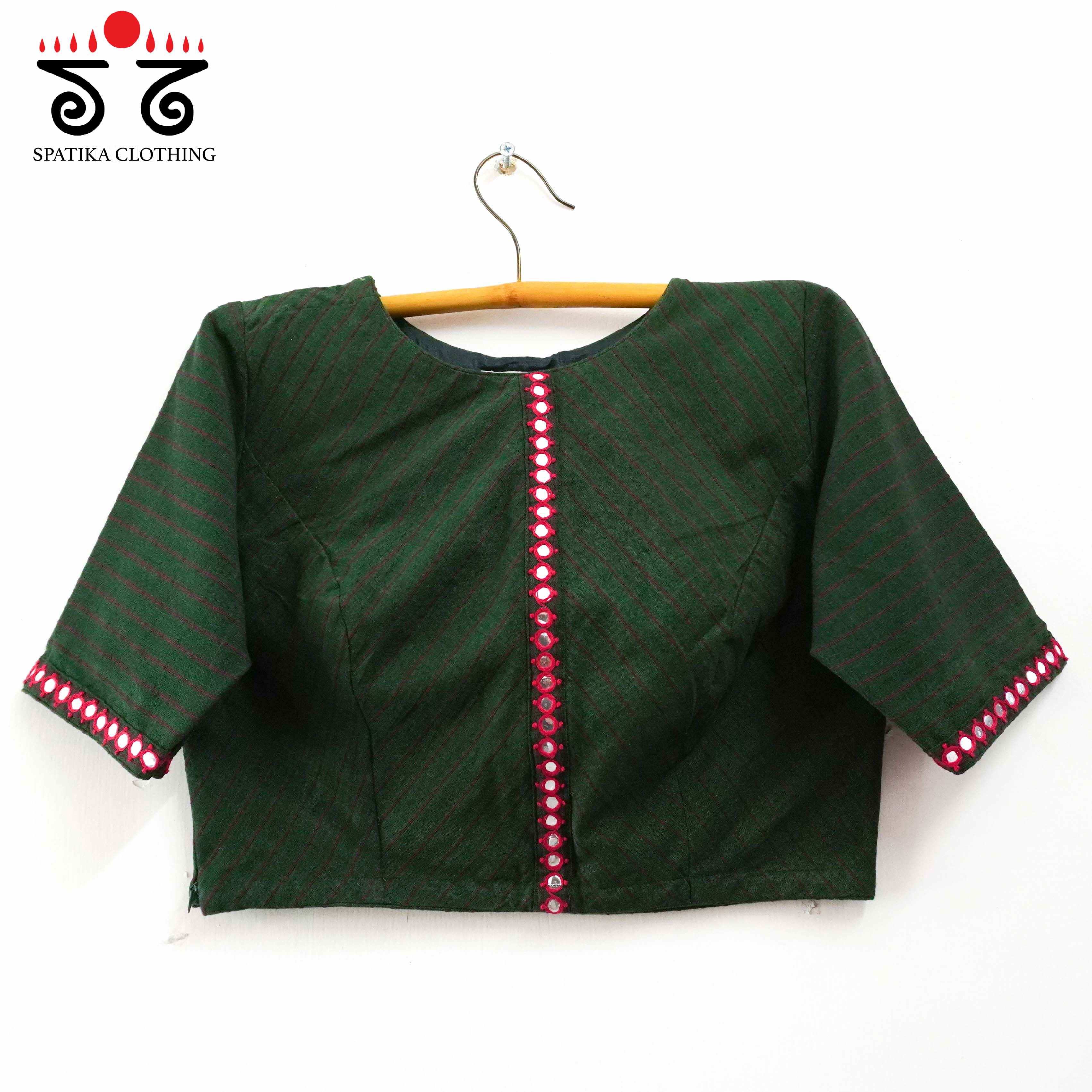 Stripes & Mirrors - Green New handcrafted Blouse