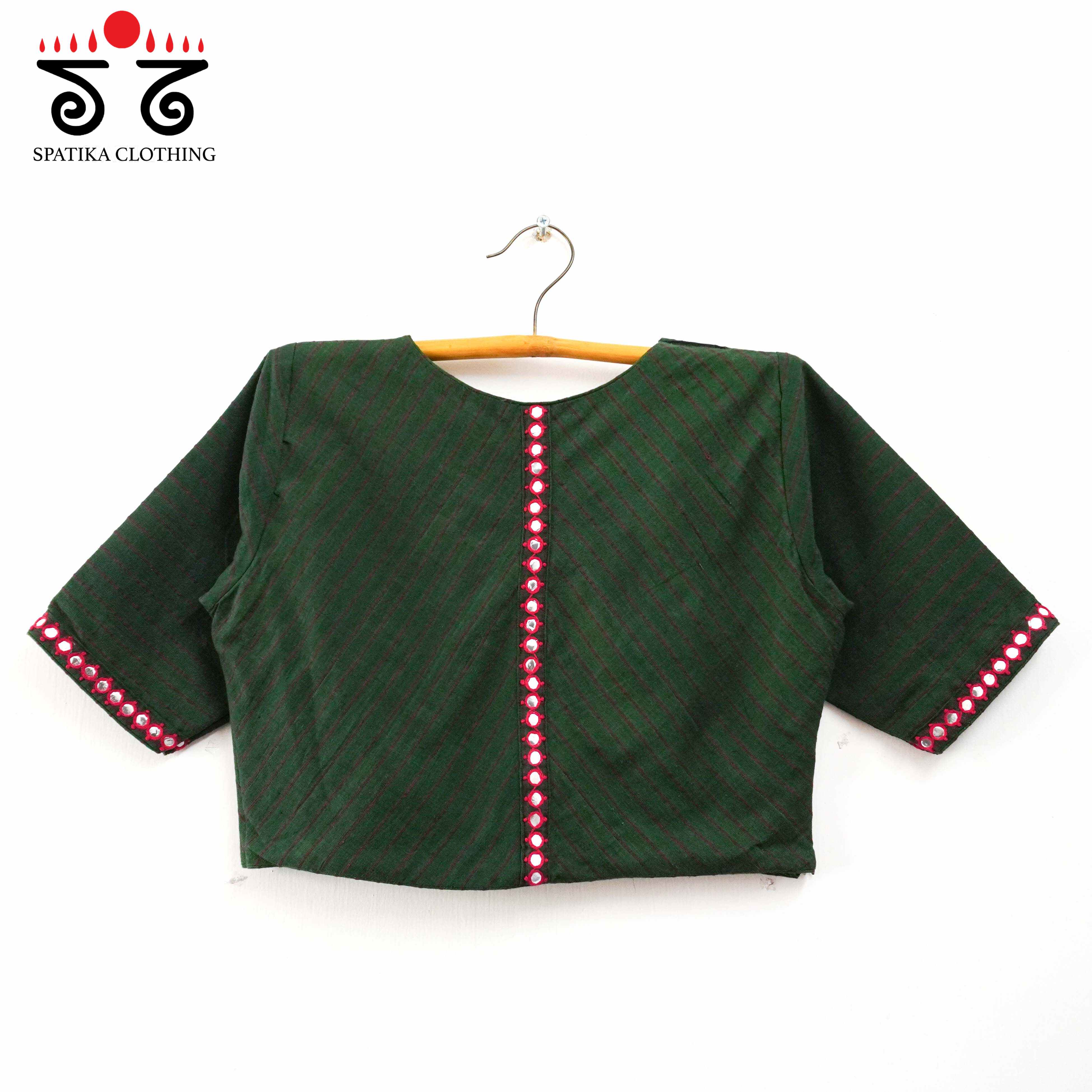 Stripes & Mirrors - Green New handcrafted Blouse