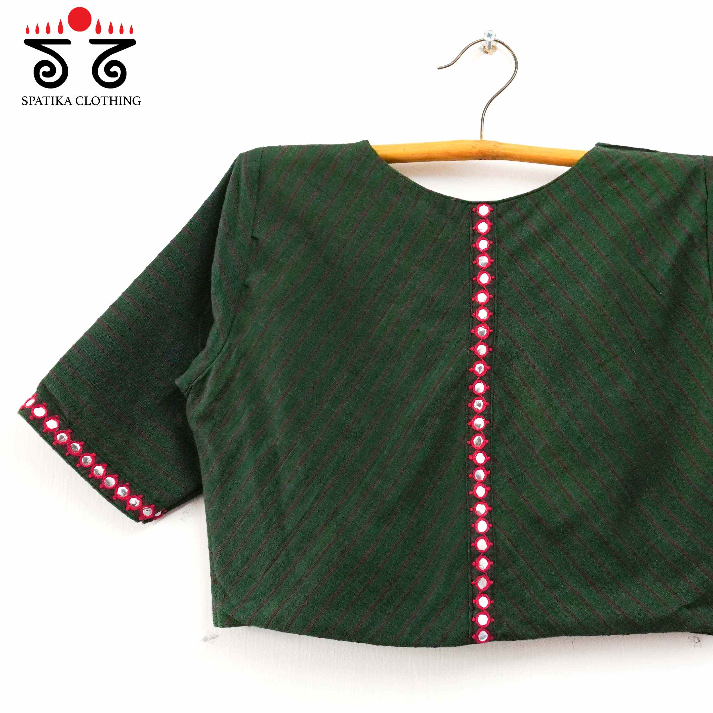 Stripes & Mirrors - Green New handcrafted Blouse